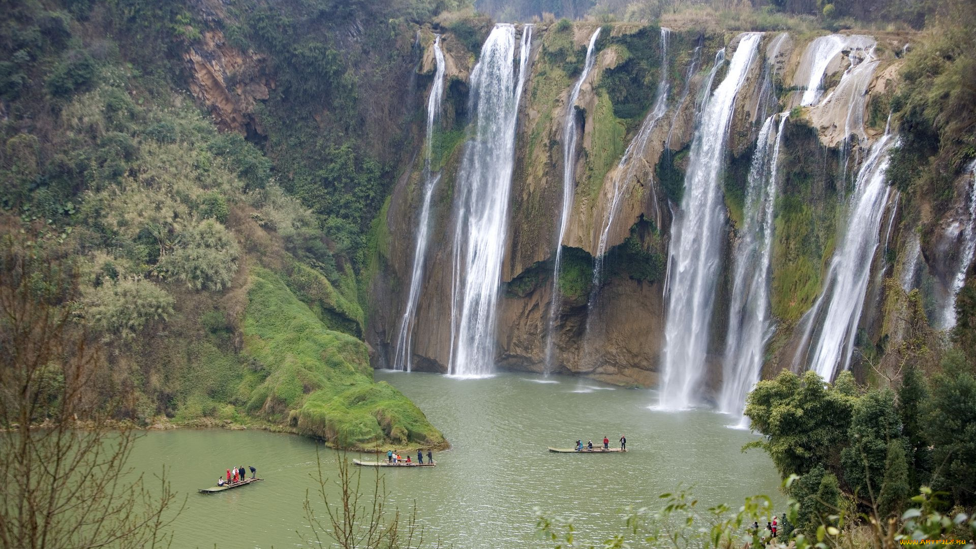 природа, водопады, горы, река
