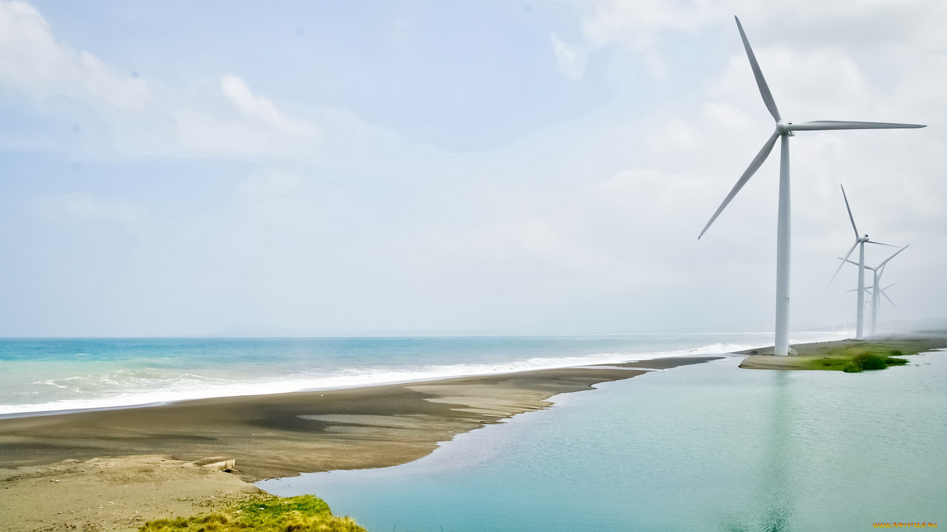 разное, мельницы, ветряки, море