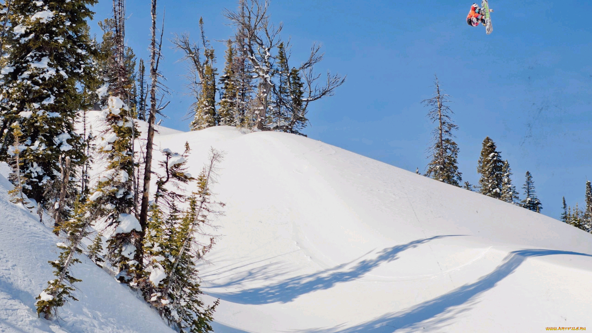 спорт, сноуборд, снег, спуск