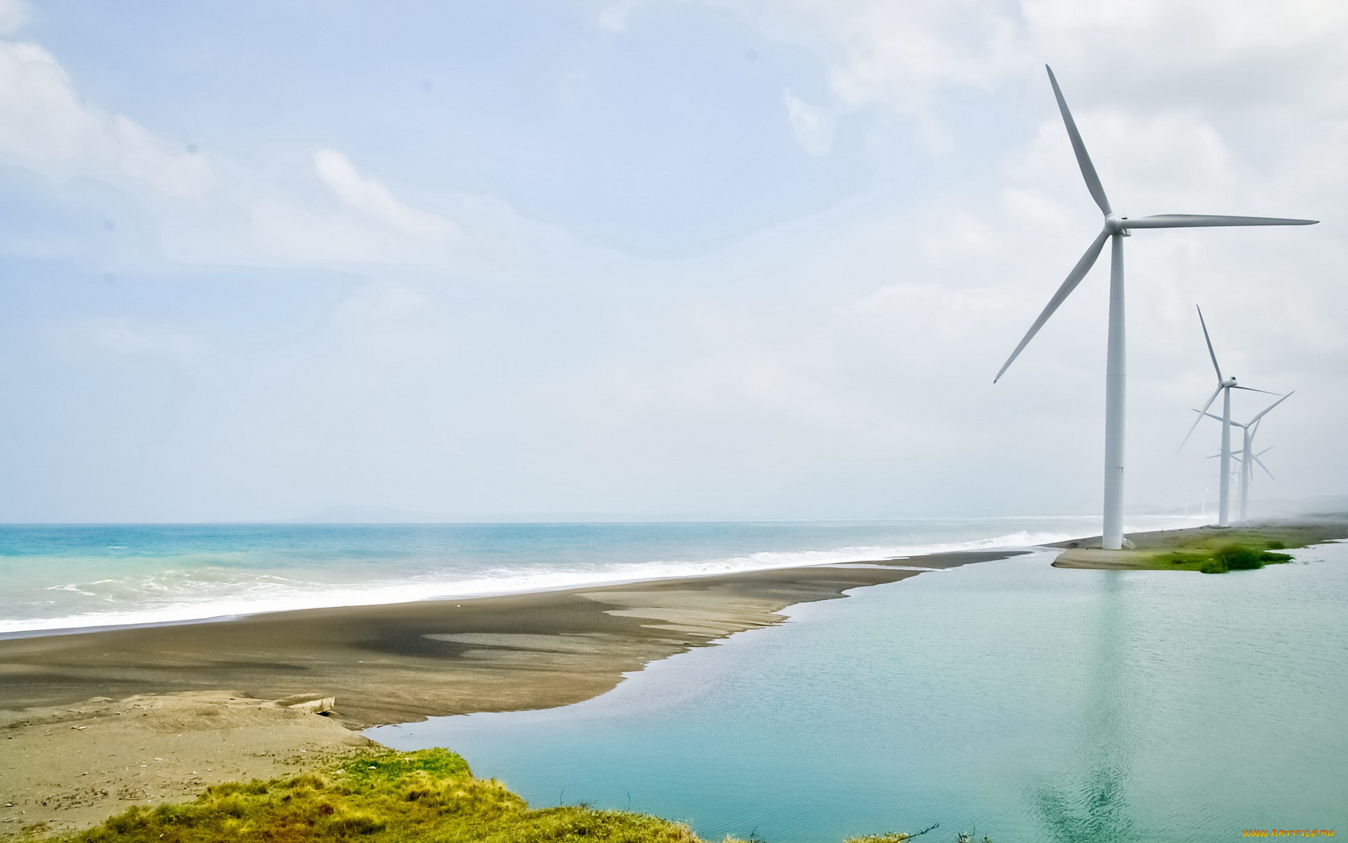 разное, мельницы, ветряки, море