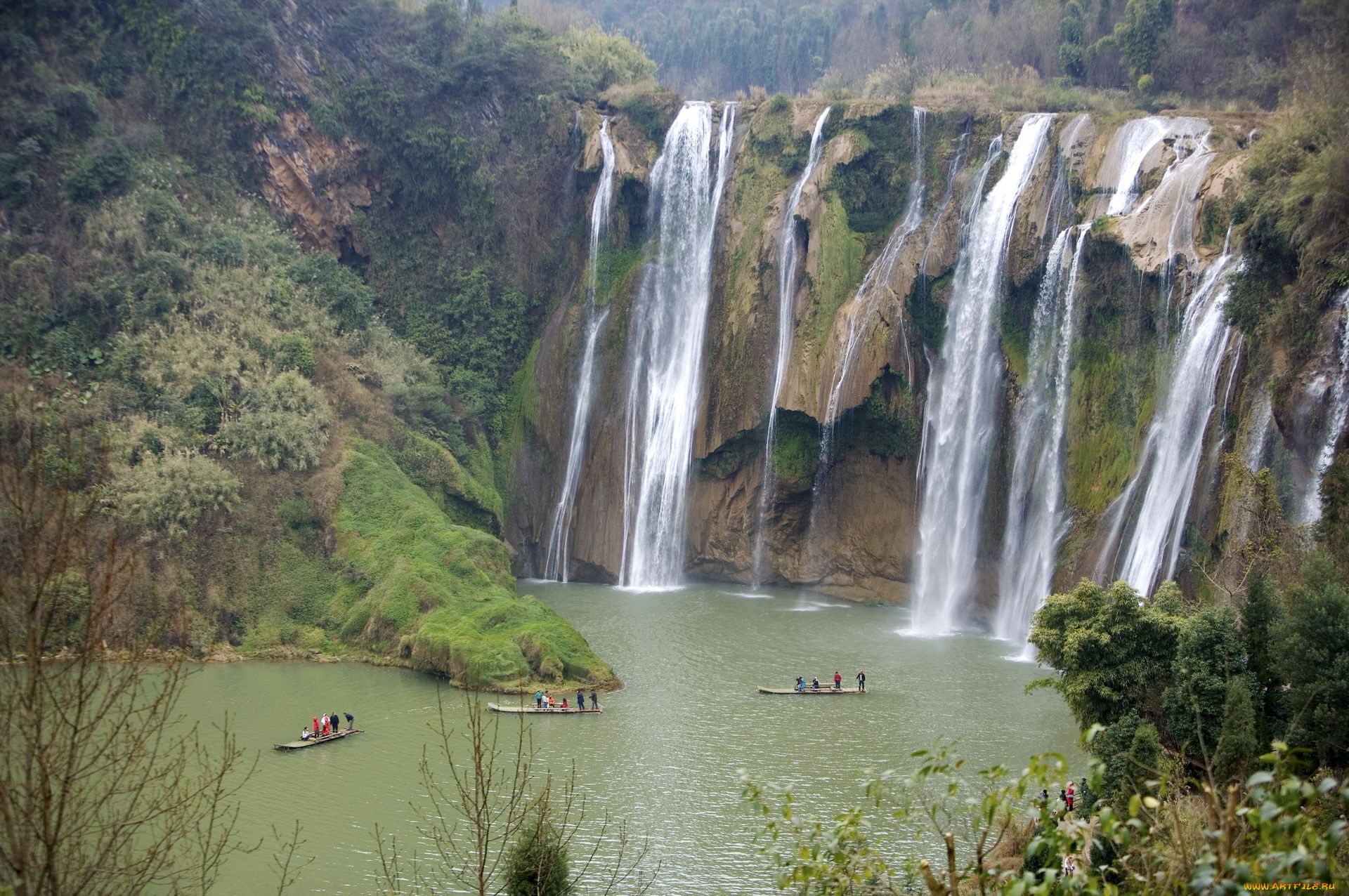 природа, водопады, горы, река