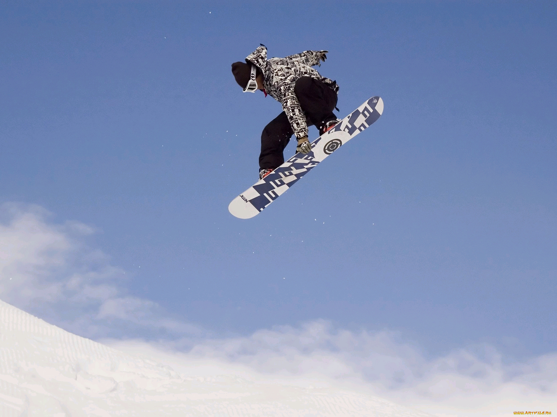 спорт, сноуборд, снег, спуск