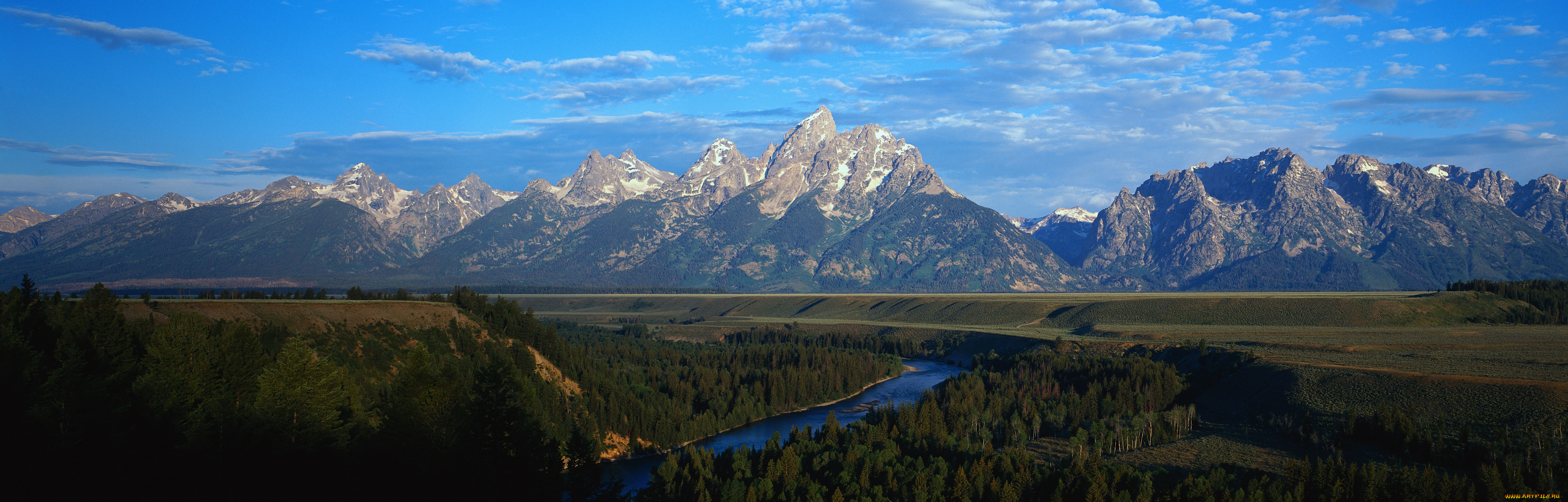 природа, пейзажи, горы, вершины, долина, река, лес