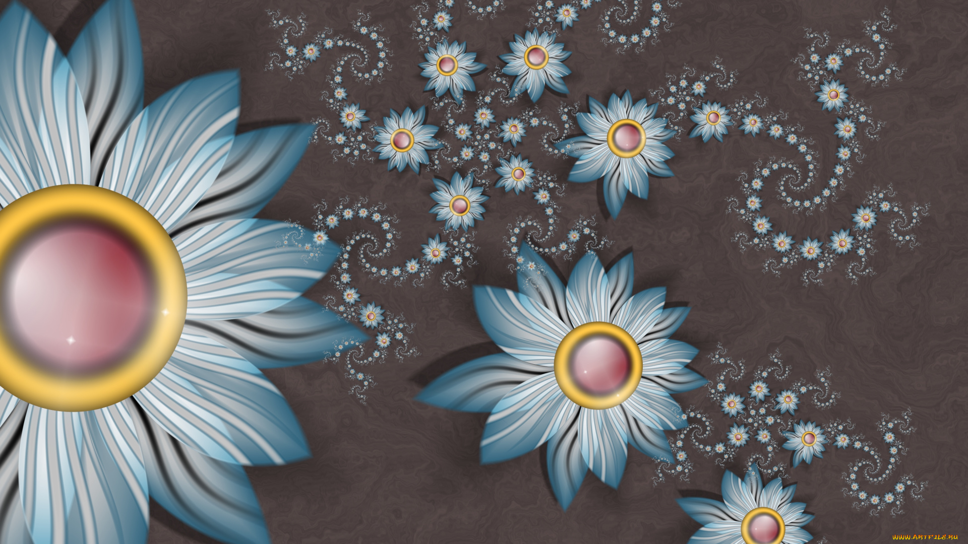 3д, графика, flowers, цветы, лепестки