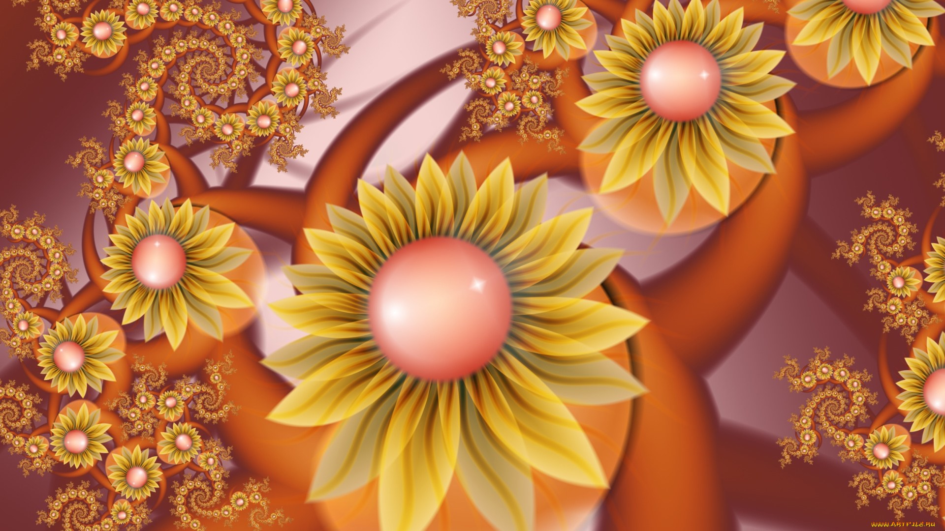 3д, графика, flowers, цветы, лепестки