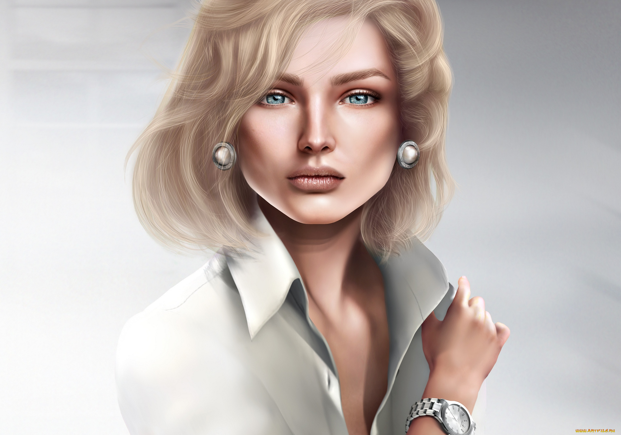 3д, графика, portraits, портрет, блондинка