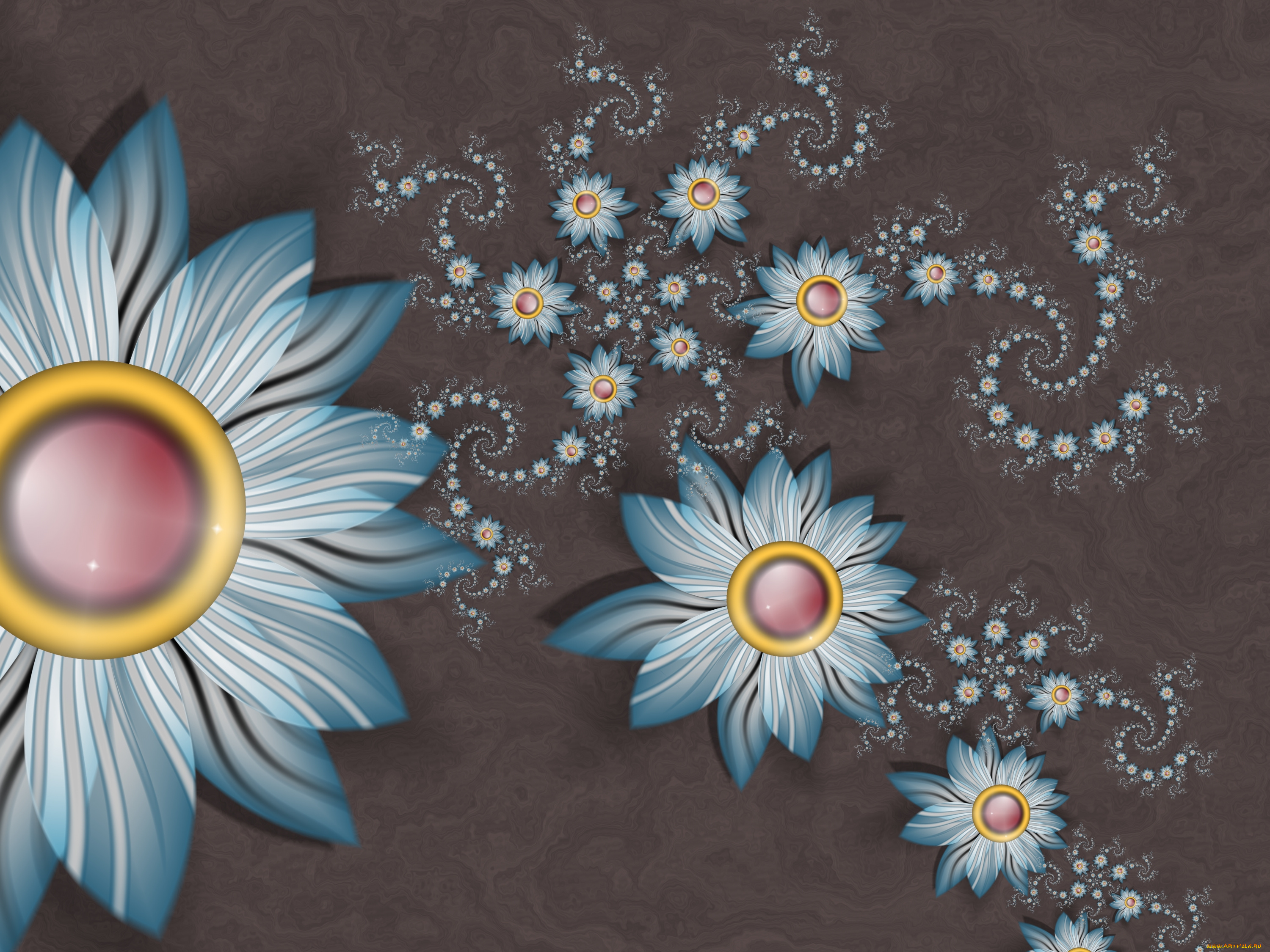 3д, графика, flowers, цветы, лепестки