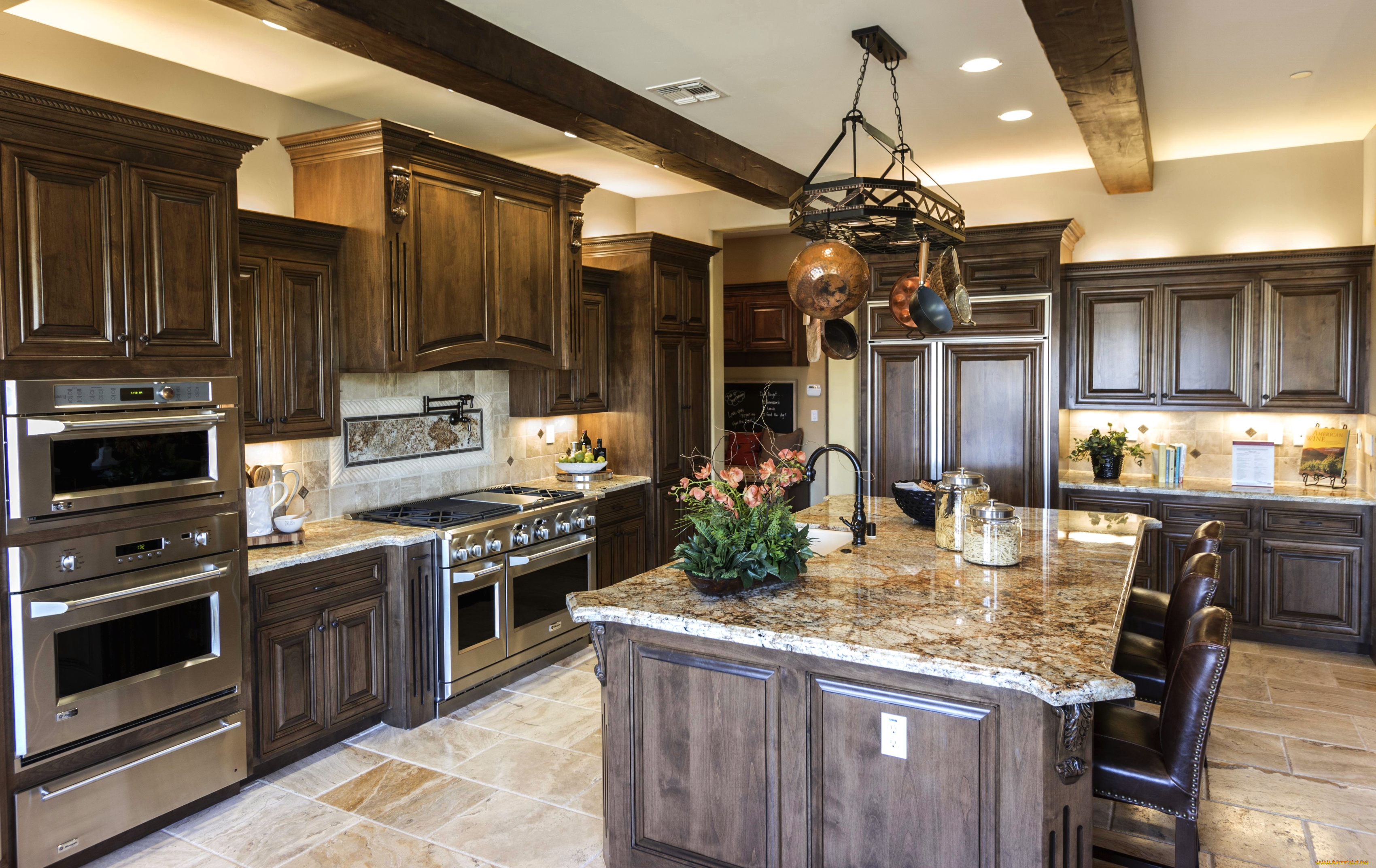 интерьер, кухня, плита, столы, посуда