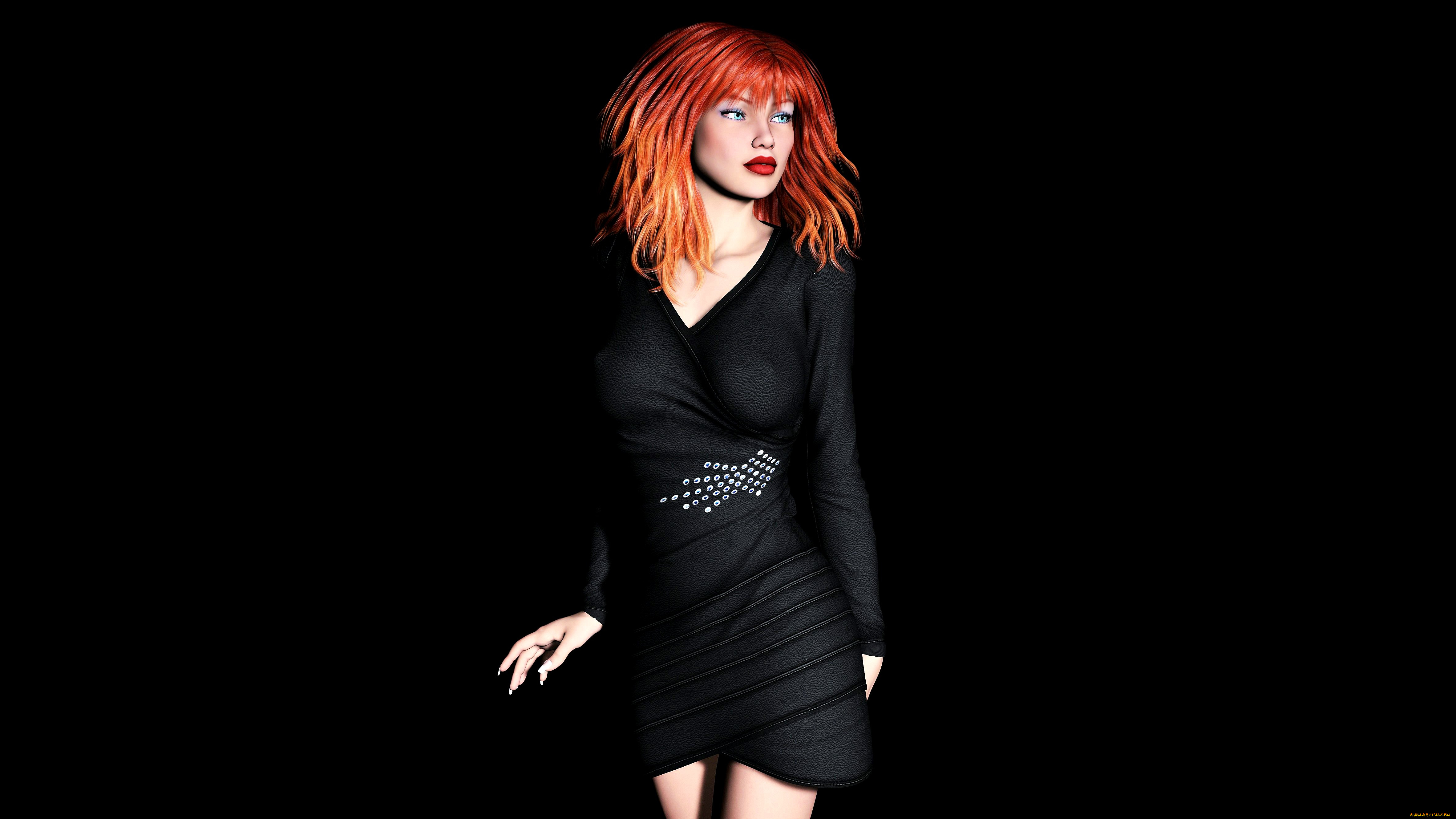 3д, графика, people, люди, девушка, взгляд, рыжая