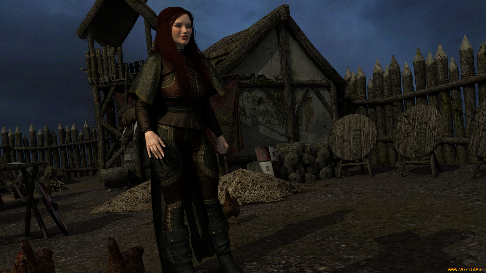 3д, графика, люди, , people, девушка, куры, фон, взгляд