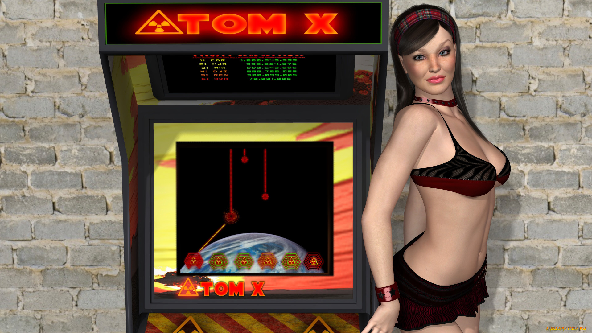 3д, графика, люди, , people, игровой, автомат, фон, взгляд, девушка