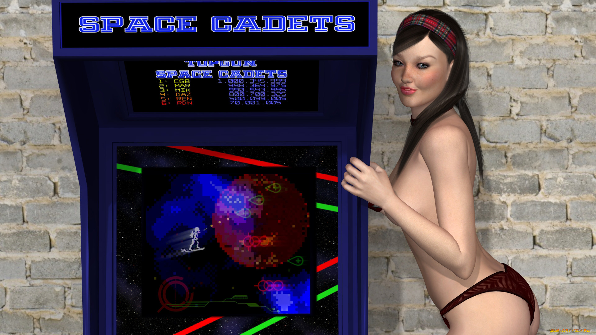 3д, графика, люди, , people, взгляд, девушка, фон, игровой, автомат