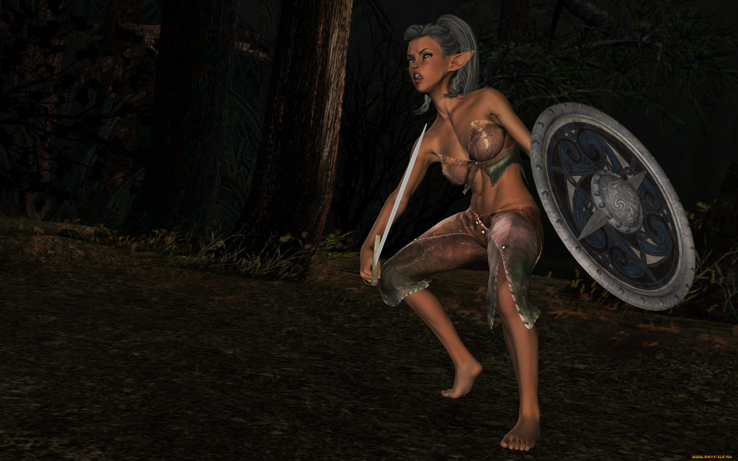 3д, графика, эльфы, , elves, оружие, фон, взгляд, эльфийка