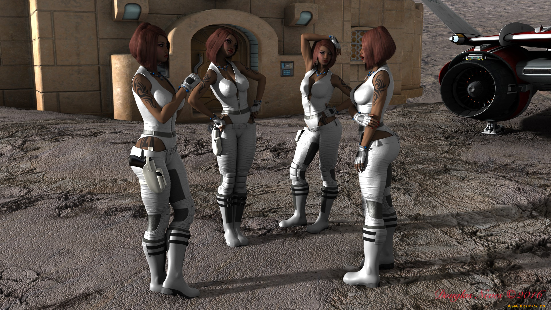 3д, графика, фантазия, , fantasy, девушки, взгляд, фон