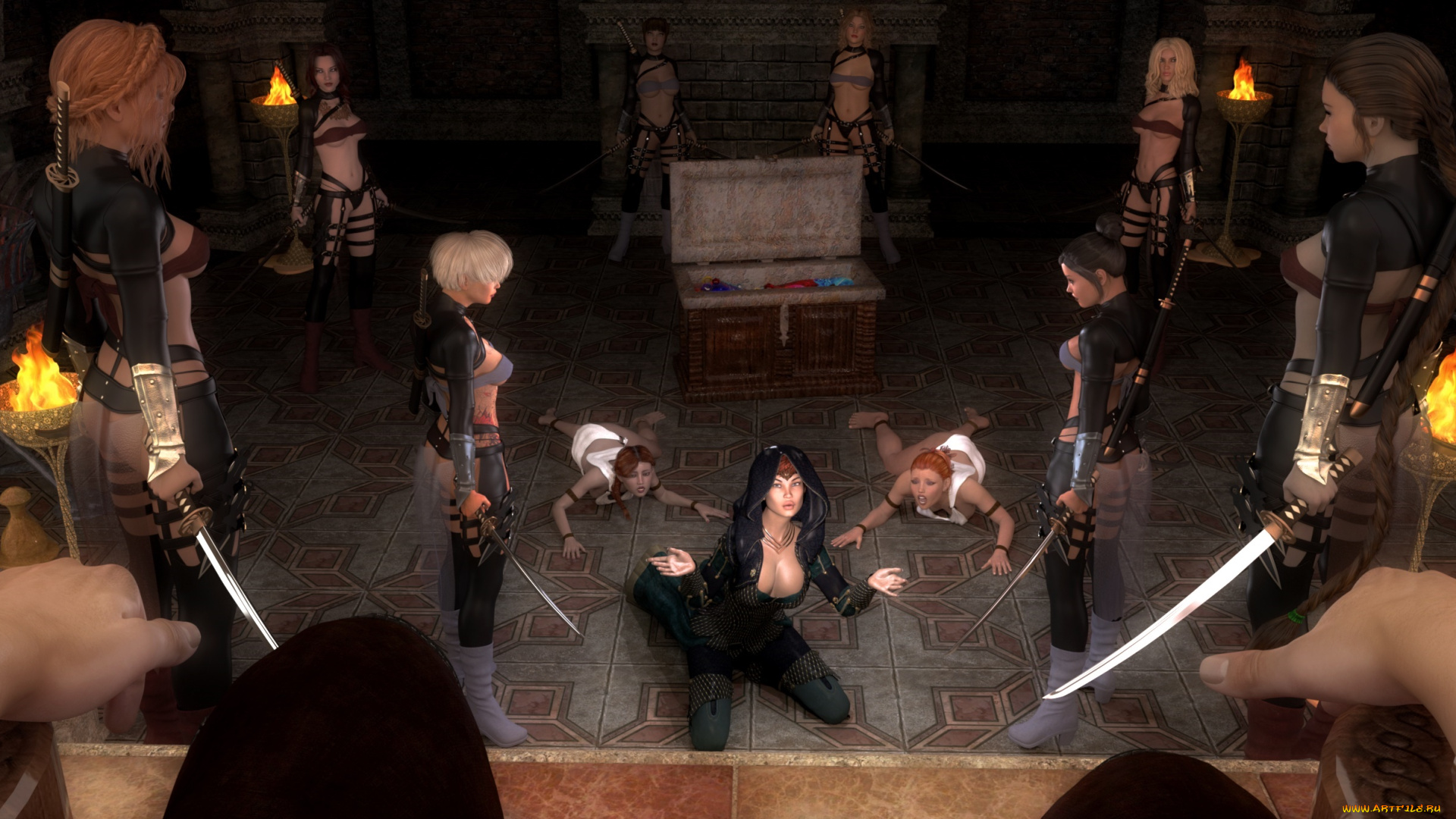 3д, графика, фантазия, , fantasy, фон, взгляд, девушки