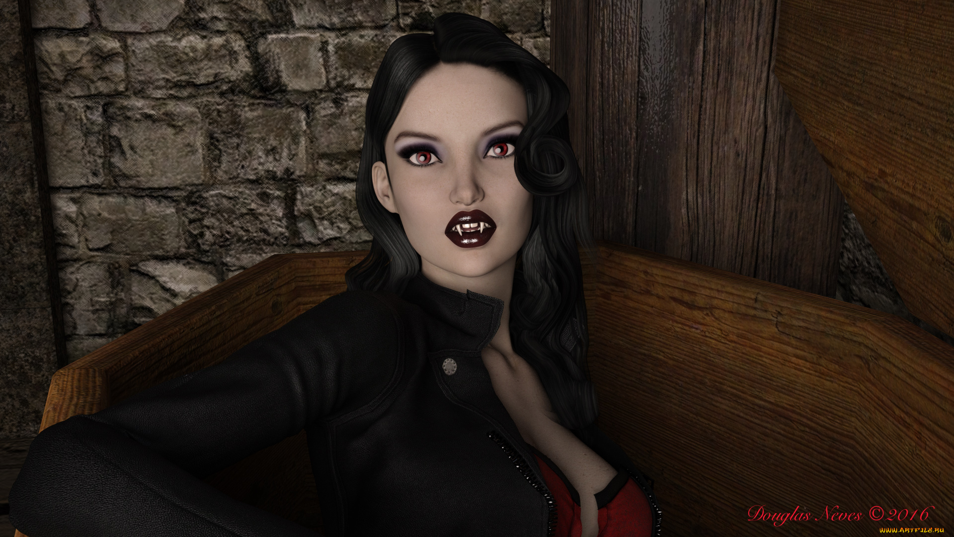 3д, графика, существа, , creatures, вампир, фон, взгляд, девушка