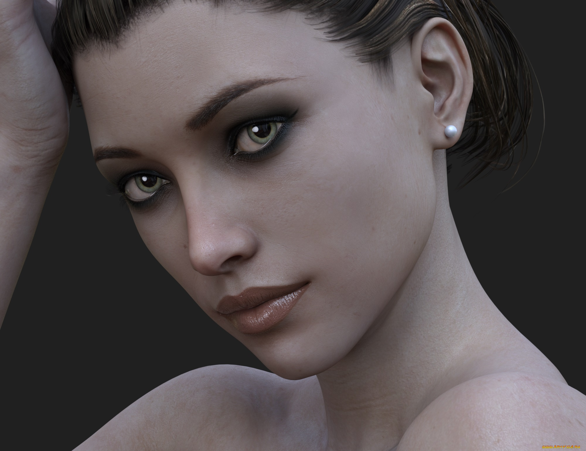 3д, графика, портрет, , portraits, девушка, взгляд, фон