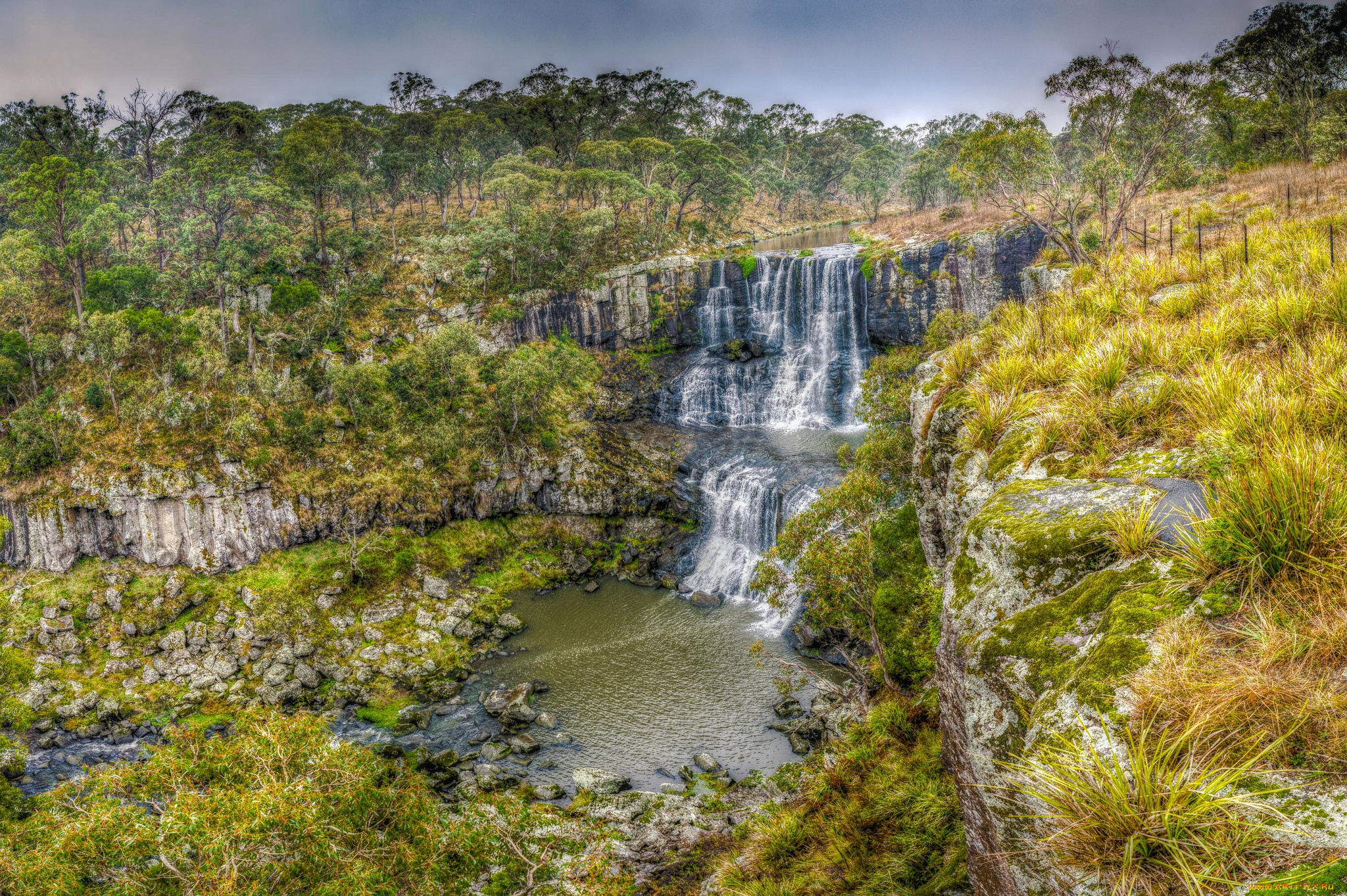 природа, водопады, лес, река, водопад
