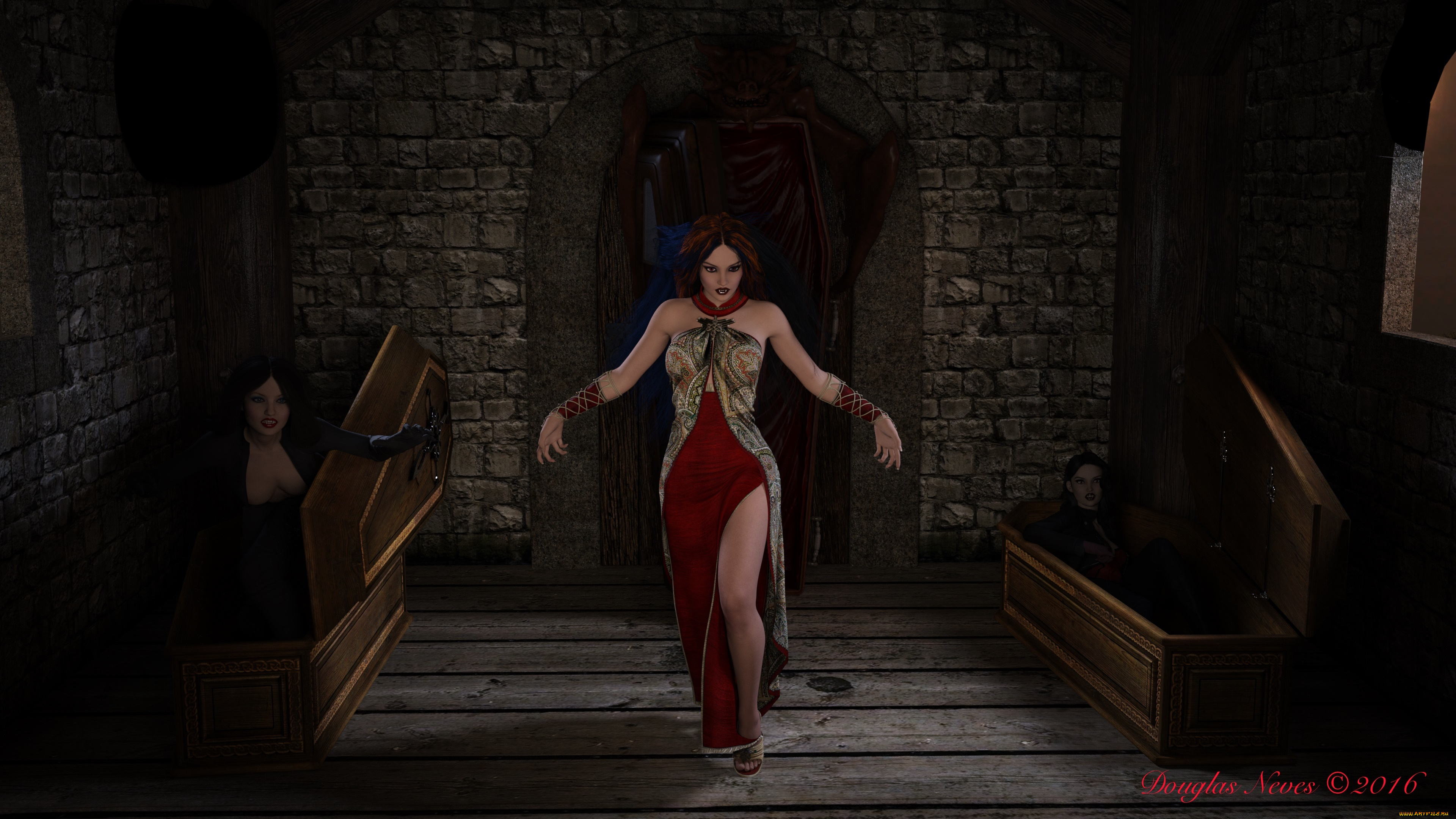 3д, графика, фантазия, , fantasy, девушка, взгляд, фон, вампир