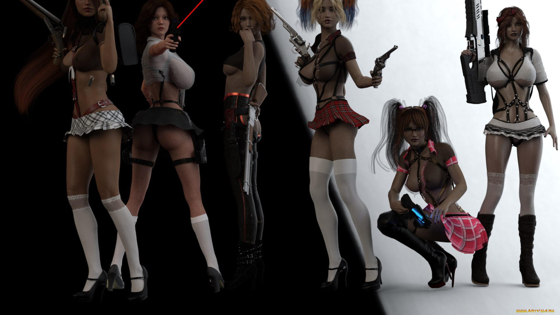 3д, графика, фантазия, , fantasy, фон, девушки, взгляд