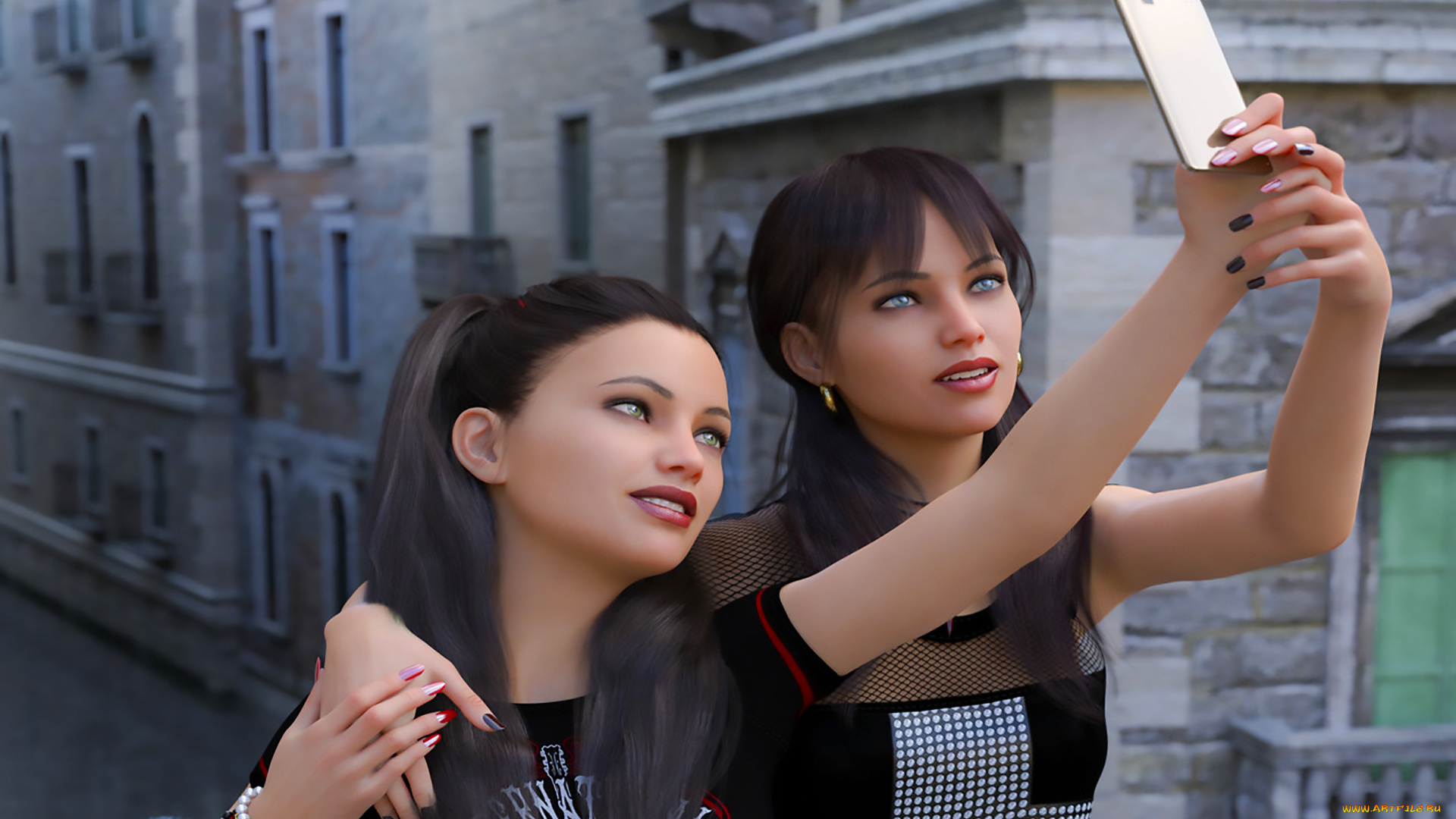 3д, графика, люди, , people, девушка, взгляд, фон