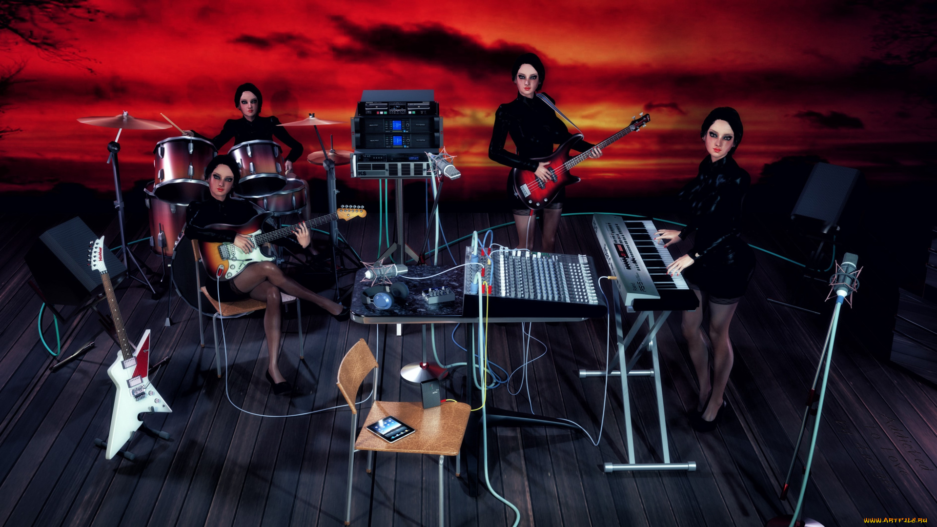 3д, графика, люди, , people, девушки, взгляд, фон