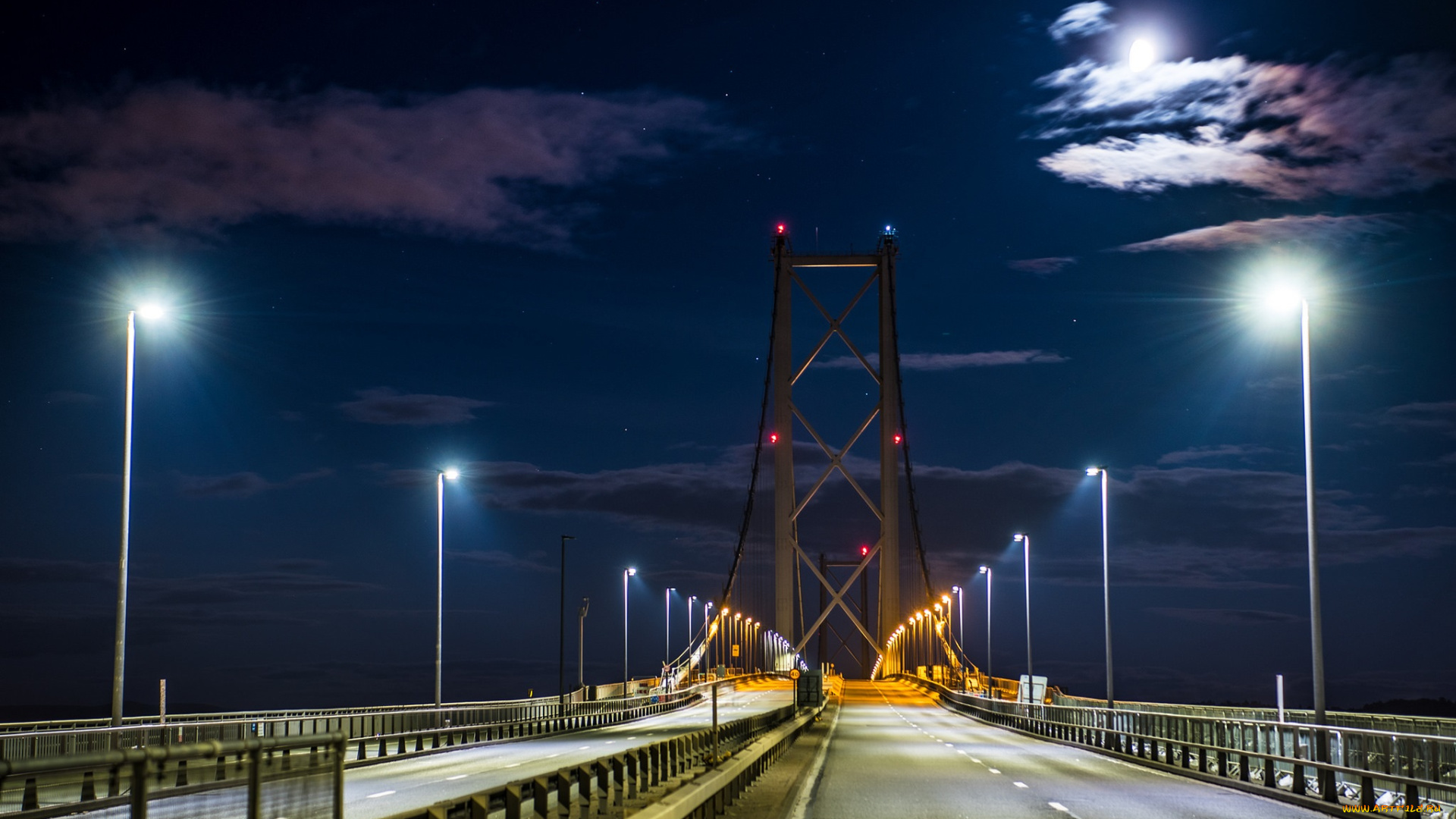 forth, road, bridge, города, -, мосты, мост, огни, ночь