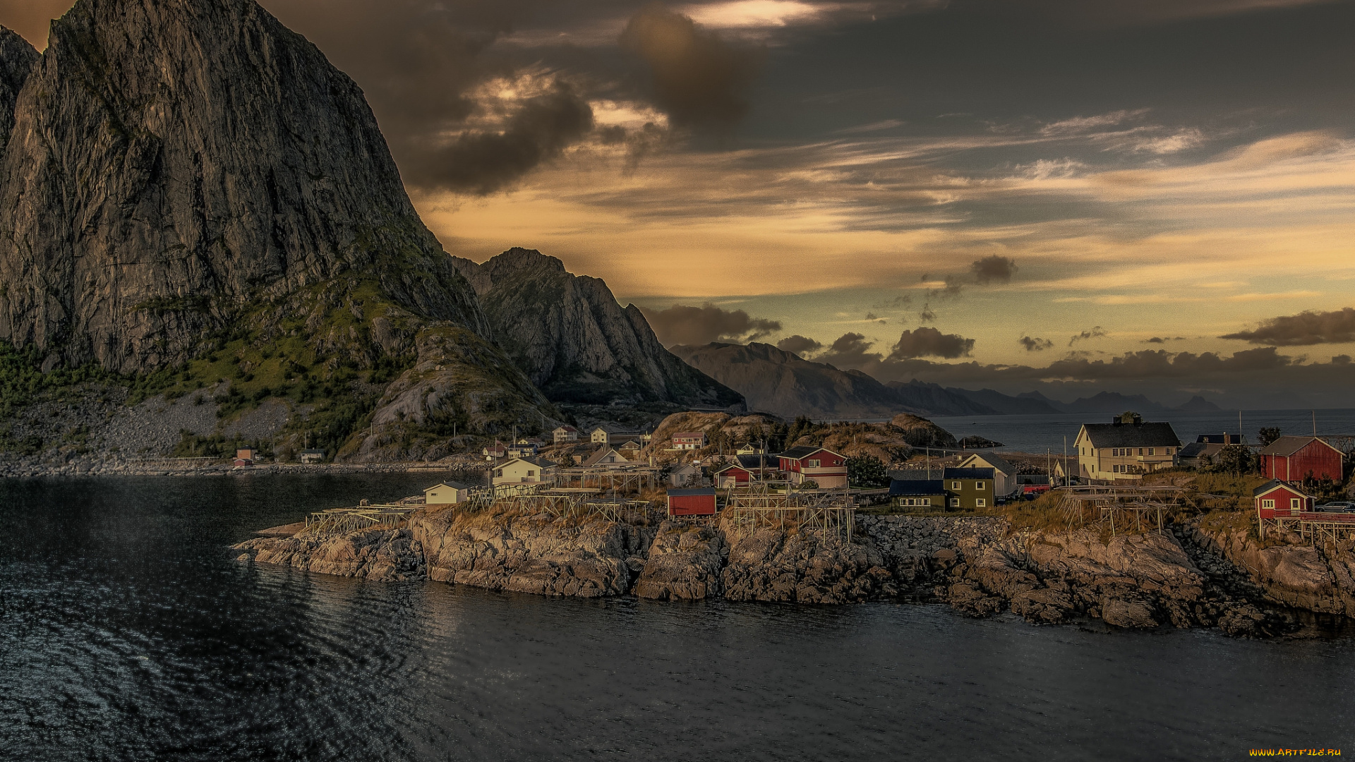 golden, hamnoy, города, -, пейзажи, побережье