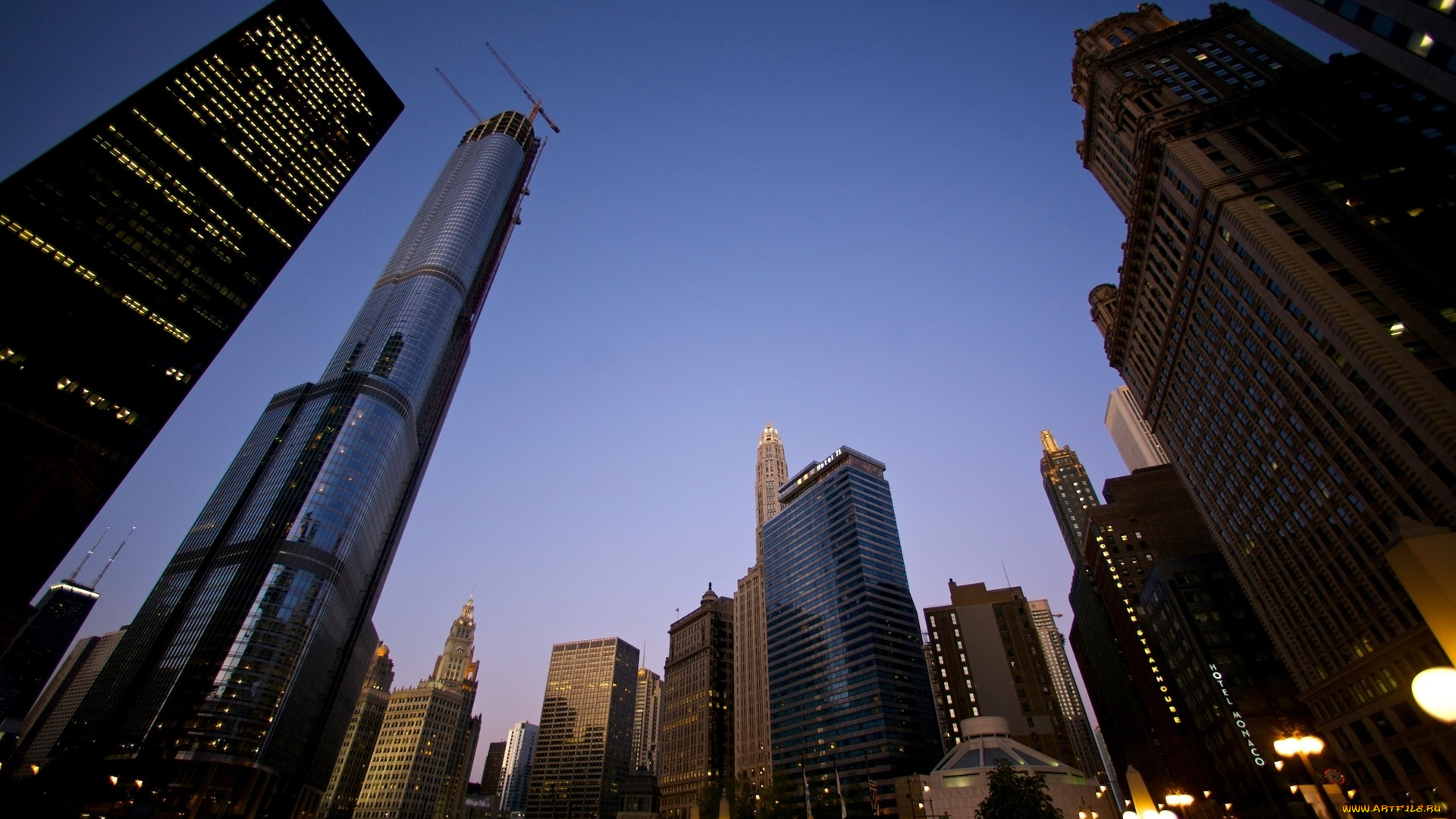 города, нью-йорк, , сша, огни, небоскребы, здания, дома, небо