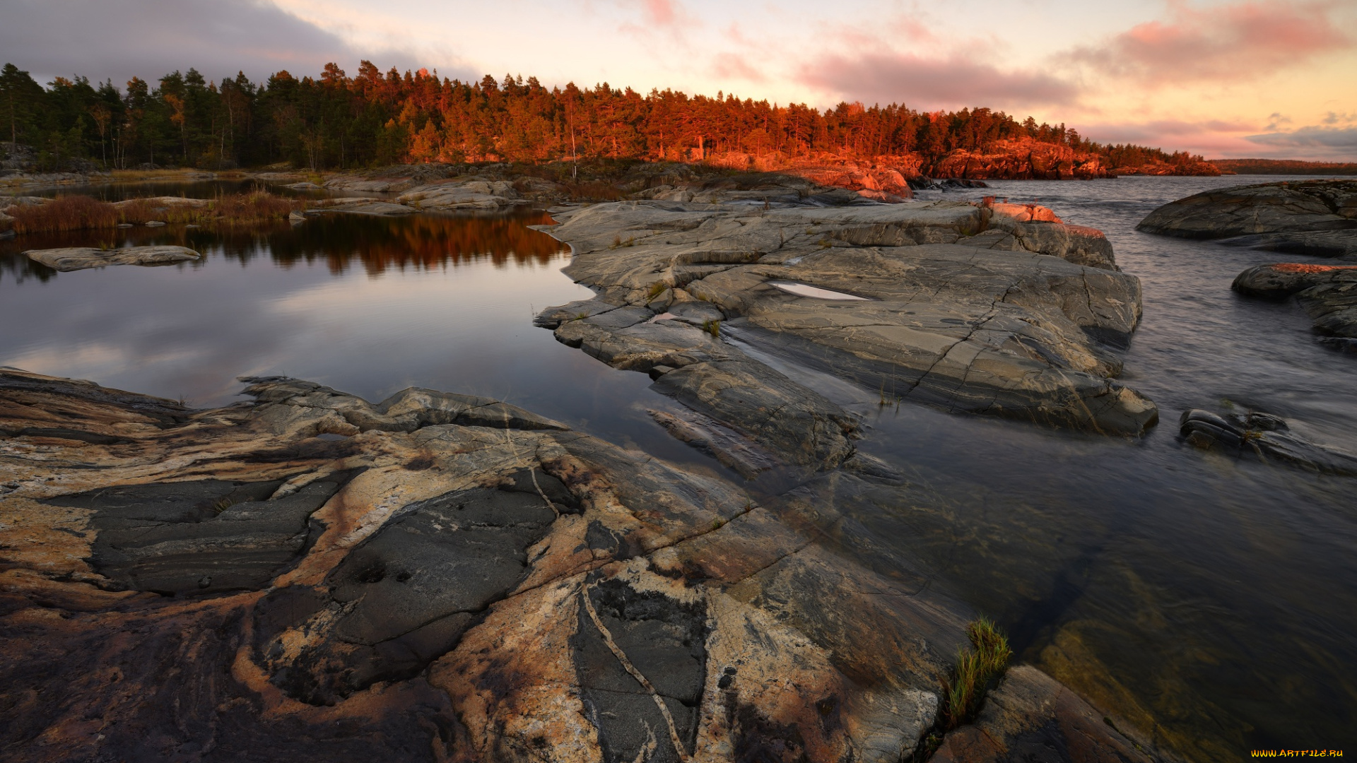 природа, пейзажи, камни, осенние, краски, ладога
