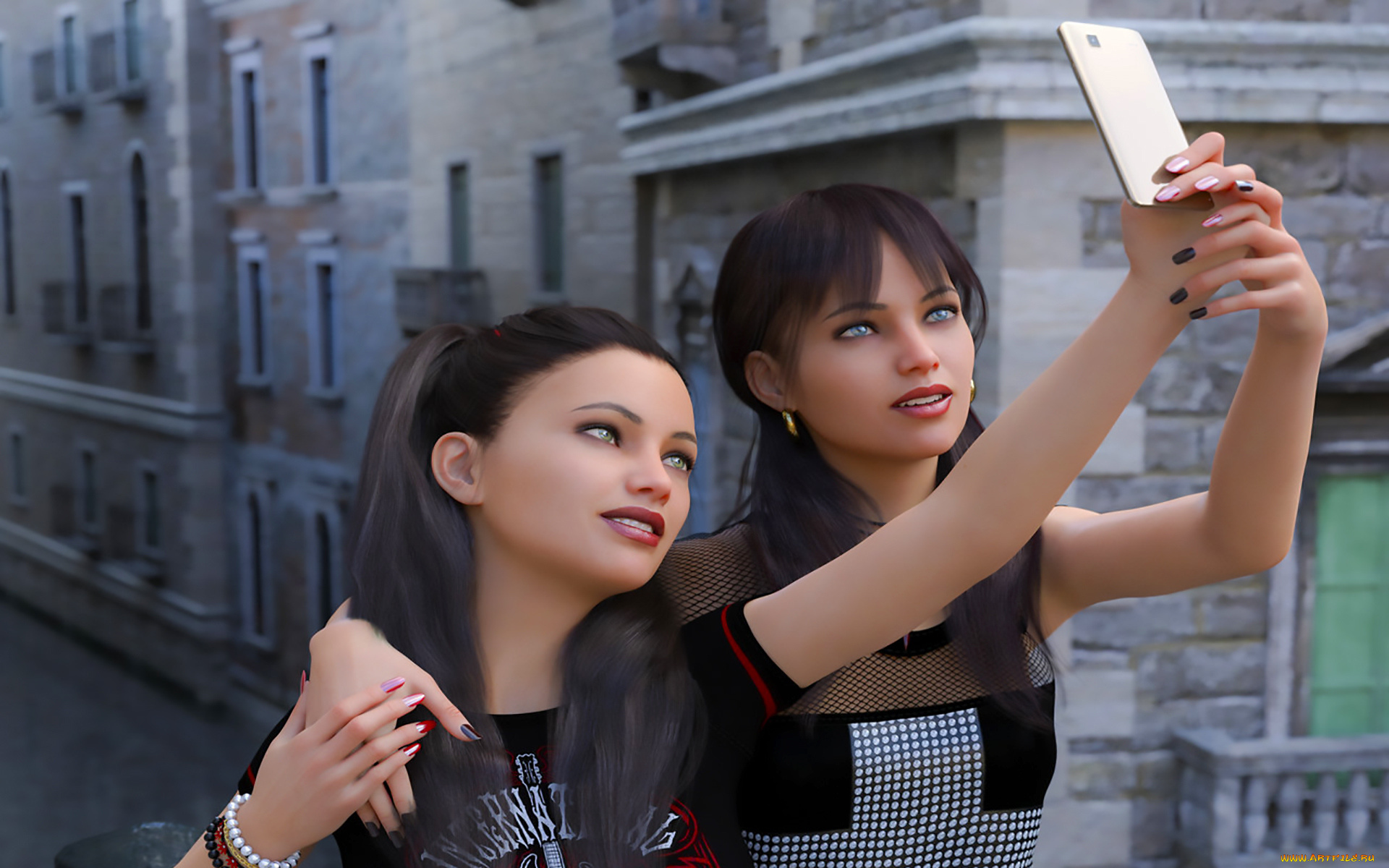 3д, графика, люди, , people, девушка, взгляд, фон