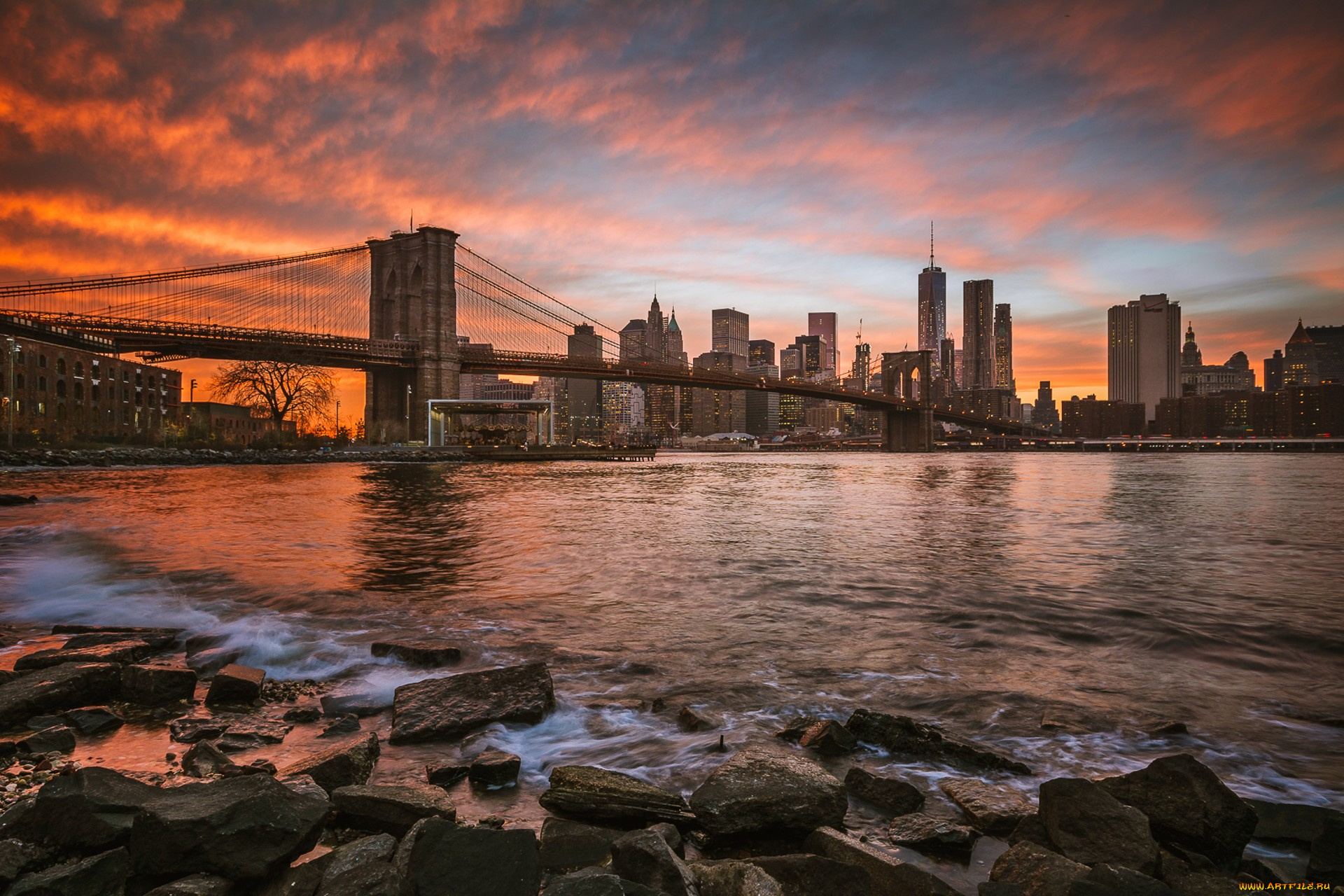 manhattan, города, нью-йорк, , сша, панорама, мост