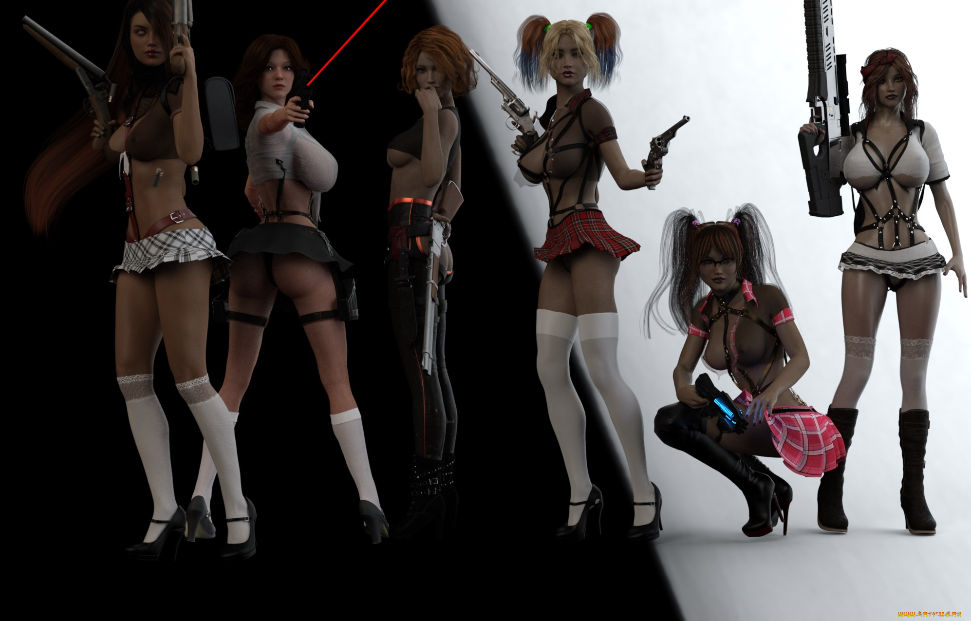 3д, графика, фантазия, , fantasy, фон, девушки, взгляд