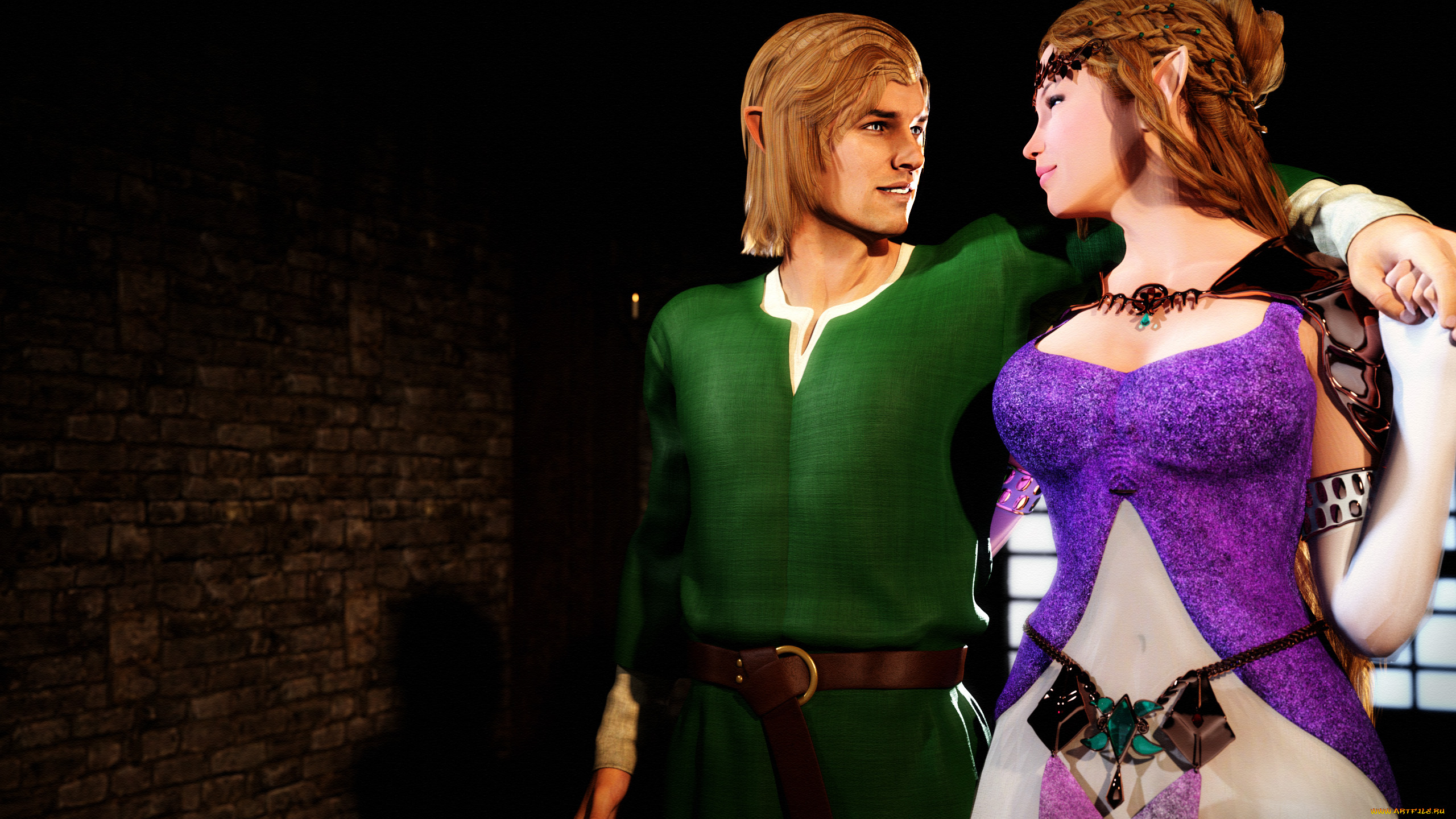 3д, графика, эльфы, , elves, фон, взгляд, девушки