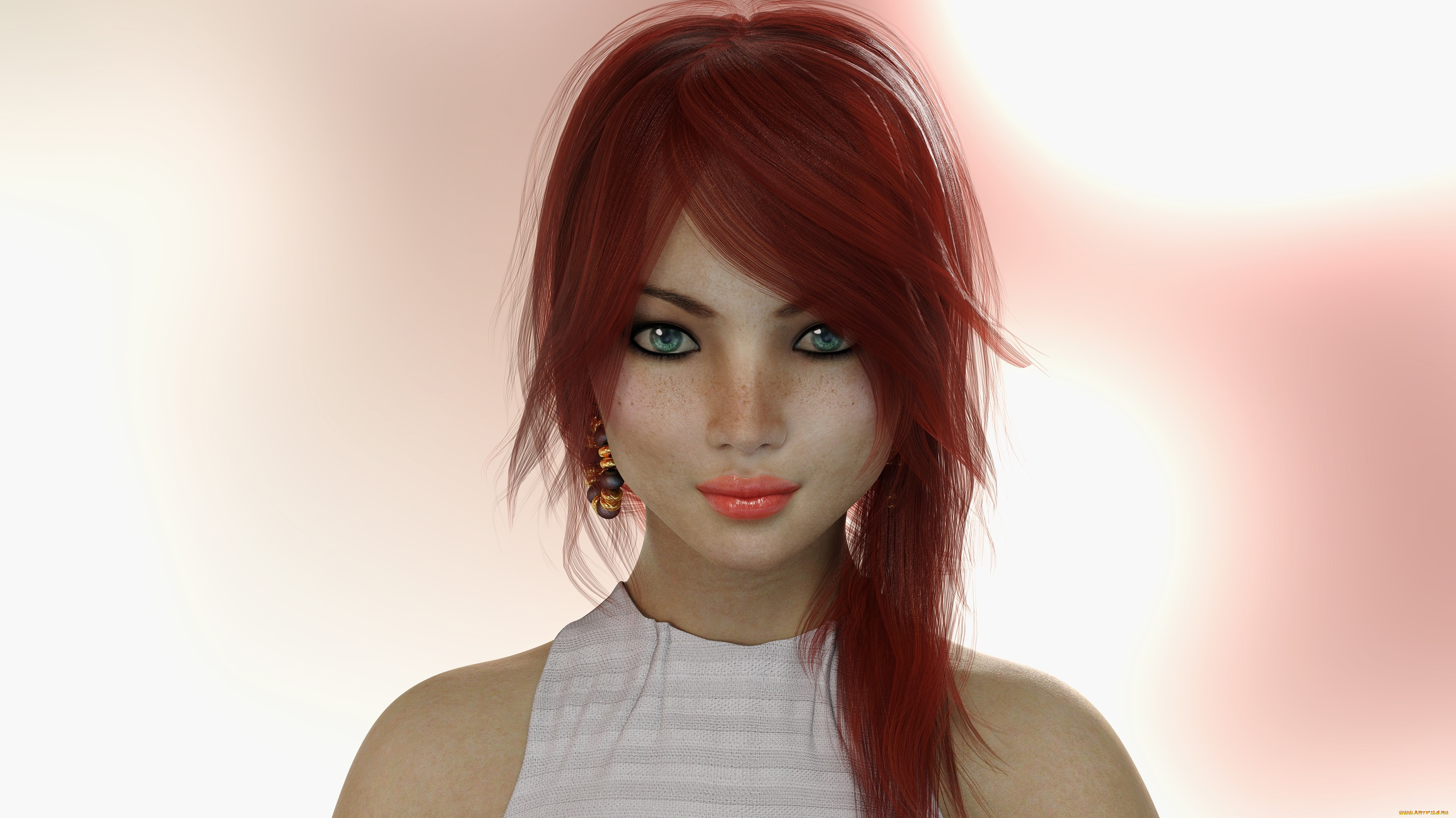 3д, графика, портрет, , portraits, взгляд, девушка, фон