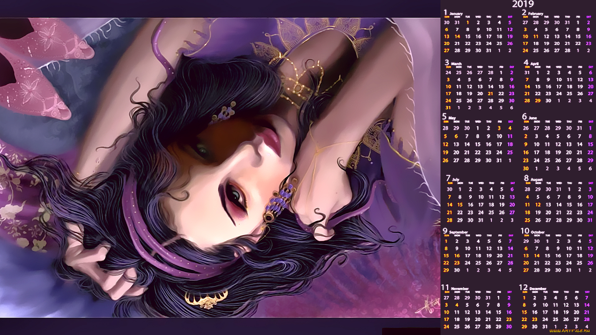 календари, фэнтези, украшения, лицо, взгляд, женщина