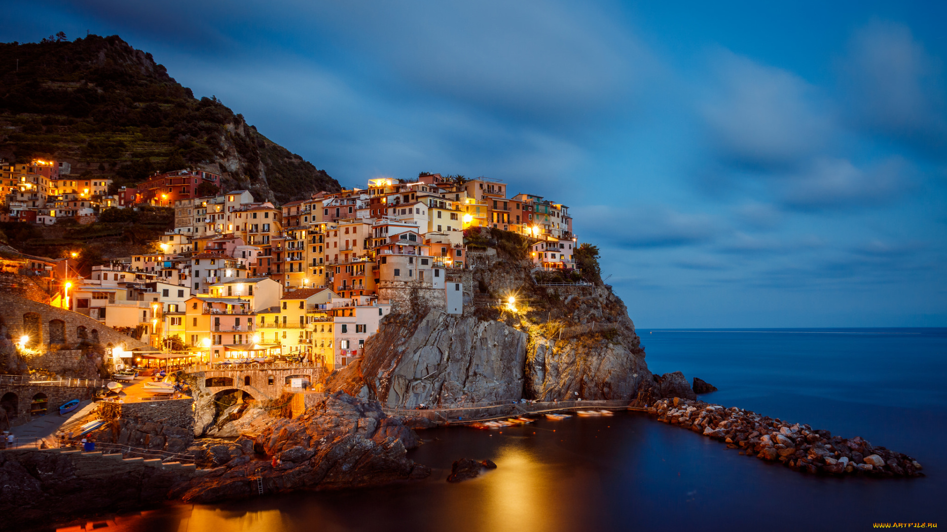 manarola, города, амальфийское, и, лигурийское, побережье, , италия, простор
