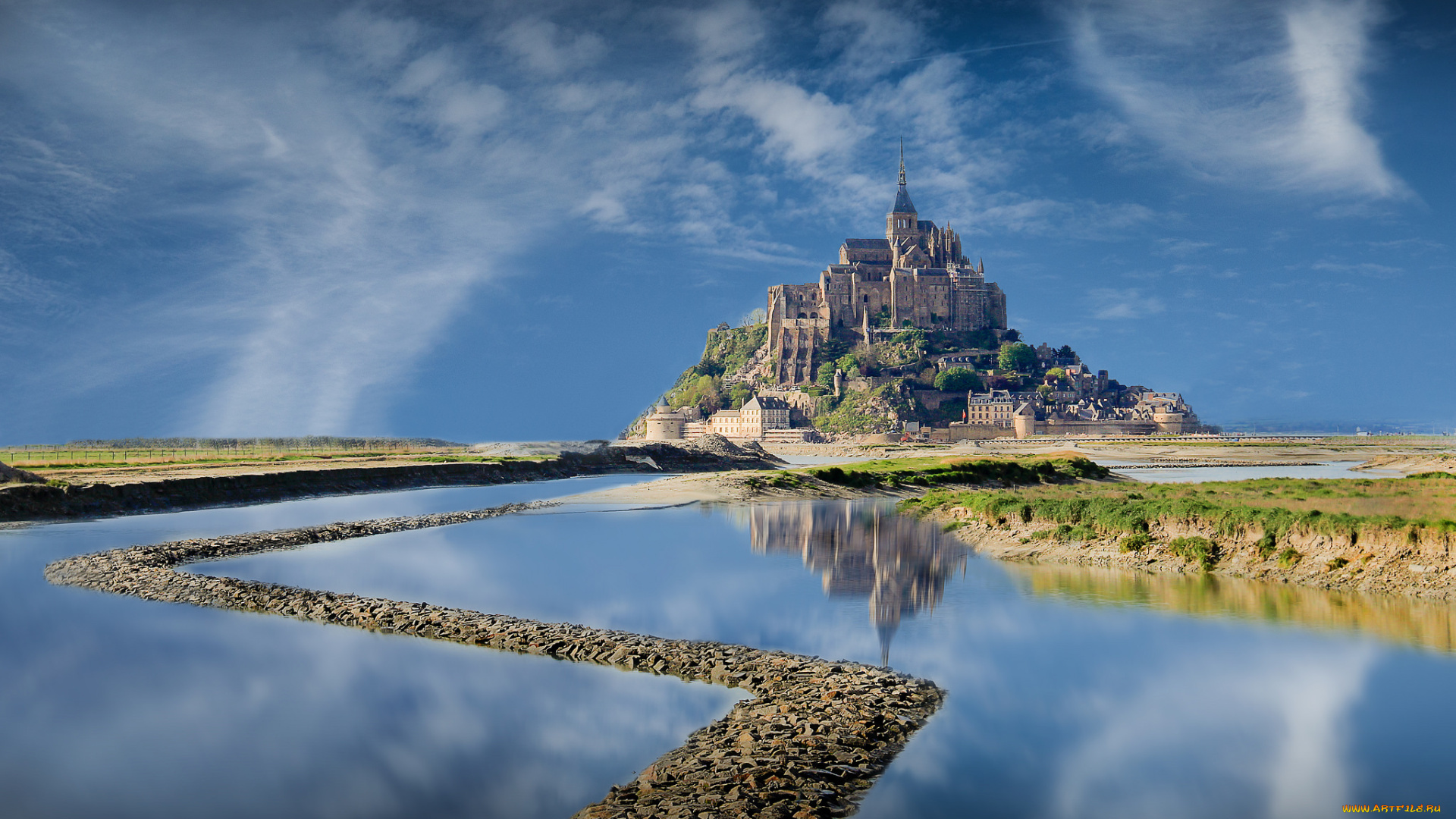 mont, st, michel, города, крепость, мон-сен-мишель, , франция, простор