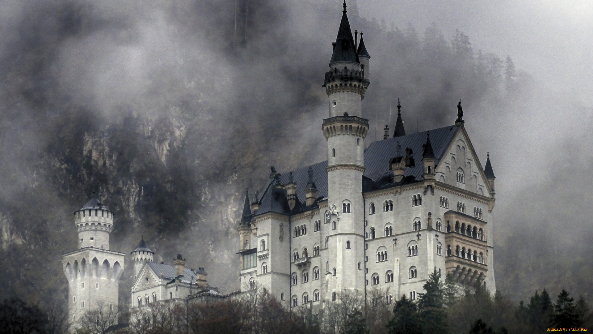 neuschwanstein, castle, города, замок, нойшванштайн, , германия, простор
