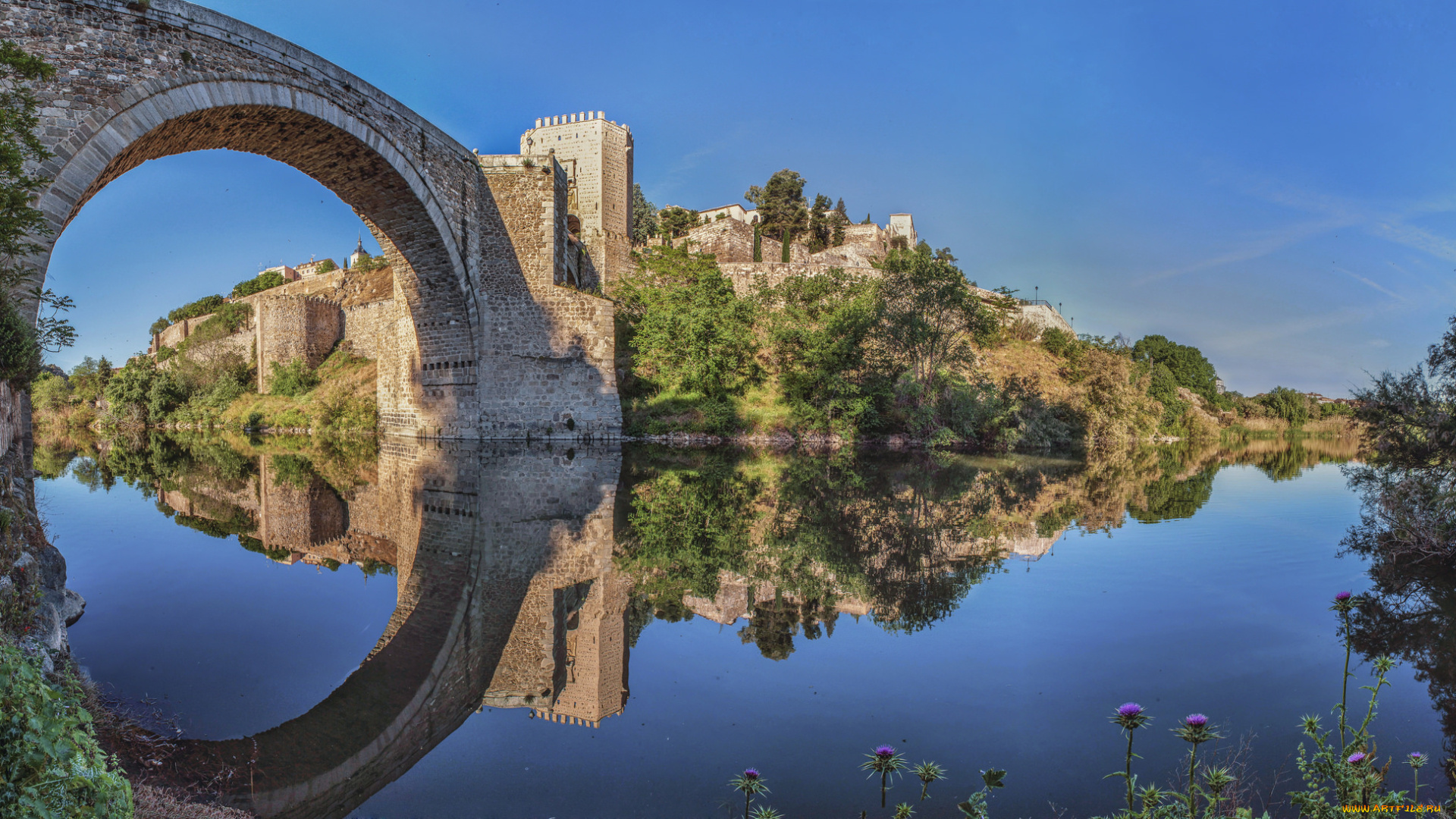 toledo, , puente, de, alcantara, города, толедо, , испания, простор