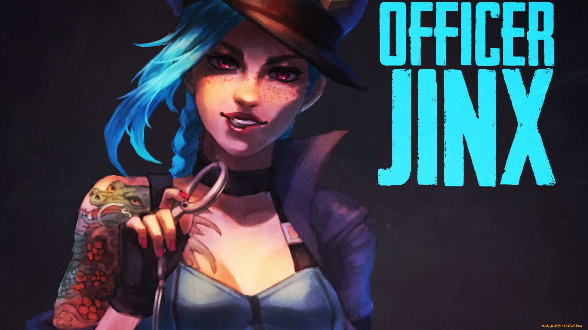 видео, игры, league, of, legends, наручники, фуражка, тату, офицер, девушка