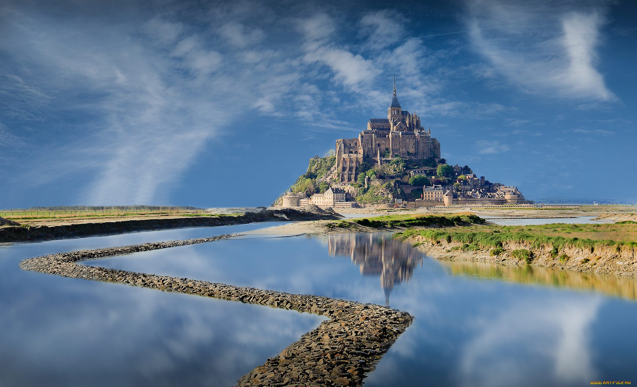 mont, st, michel, города, крепость, мон-сен-мишель, , франция, простор