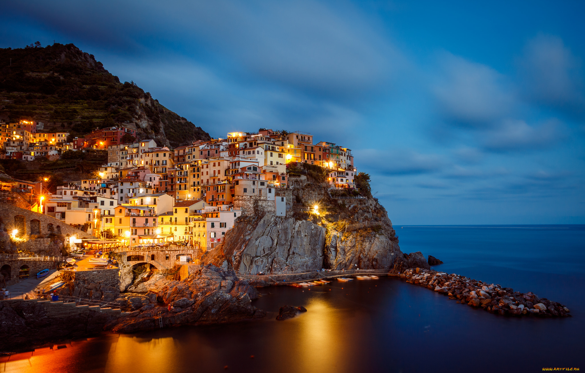 manarola, города, амальфийское, и, лигурийское, побережье, , италия, простор