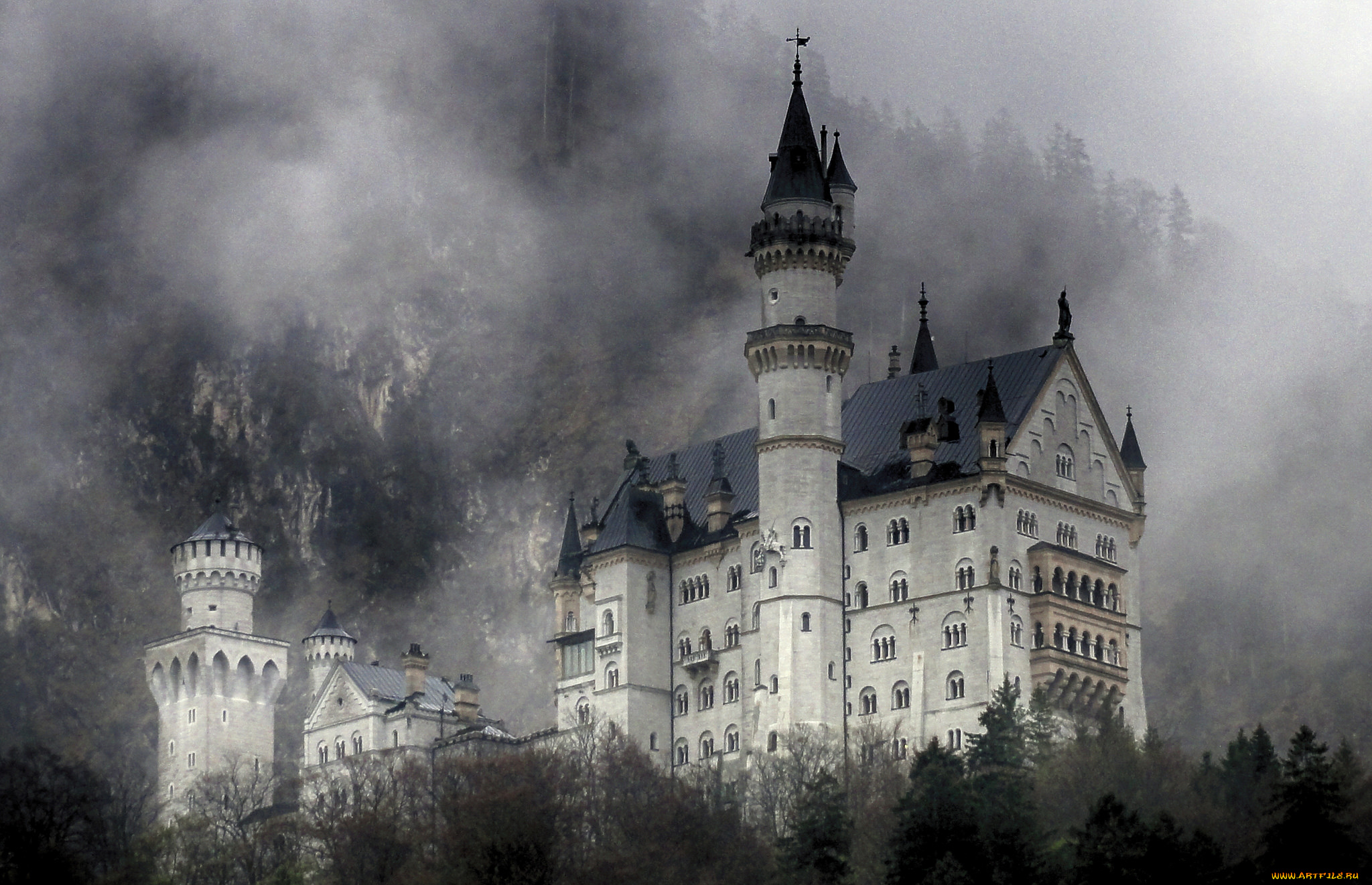 neuschwanstein, castle, города, замок, нойшванштайн, , германия, простор