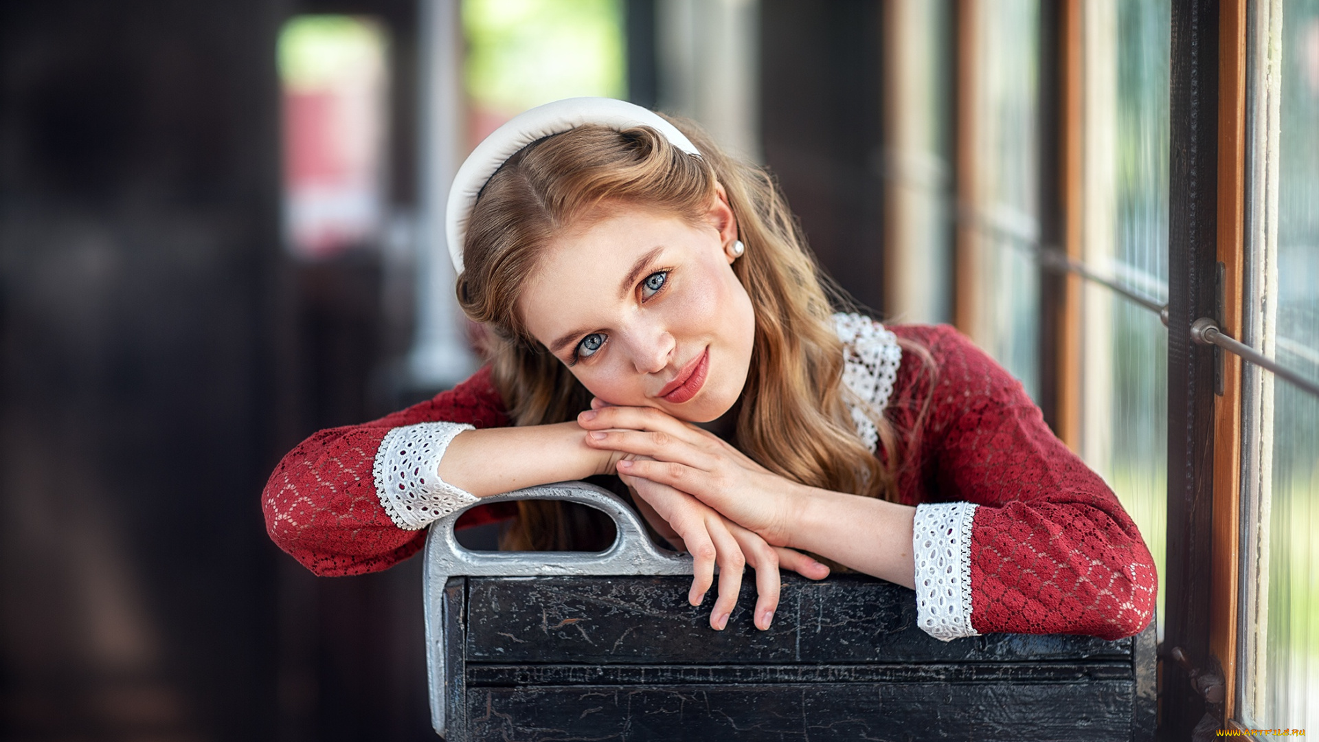 девушки, -, блондинки, , светловолосые, блондинка, платье, окно, ретро