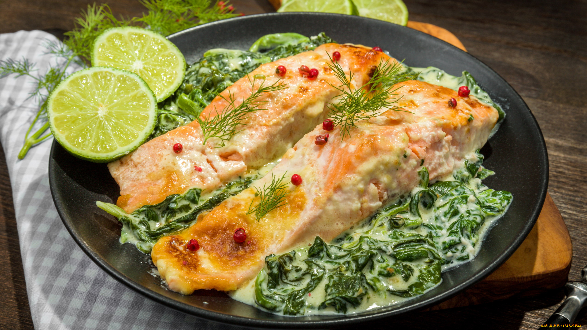 еда, рыбные, блюда, , с, морепродуктами, укроп, лайм, форель