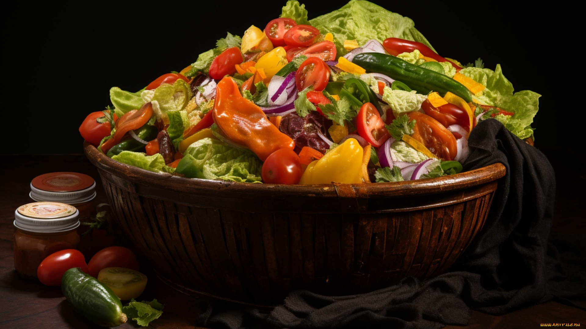 еда, салаты, , закуски, овощной, салат, помидоры, перец