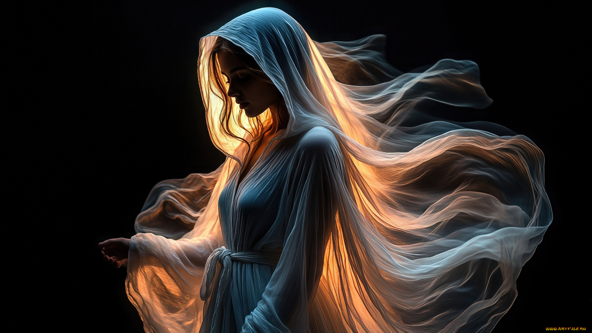 девушка, 3д, графика, люди, , people, фон, облака