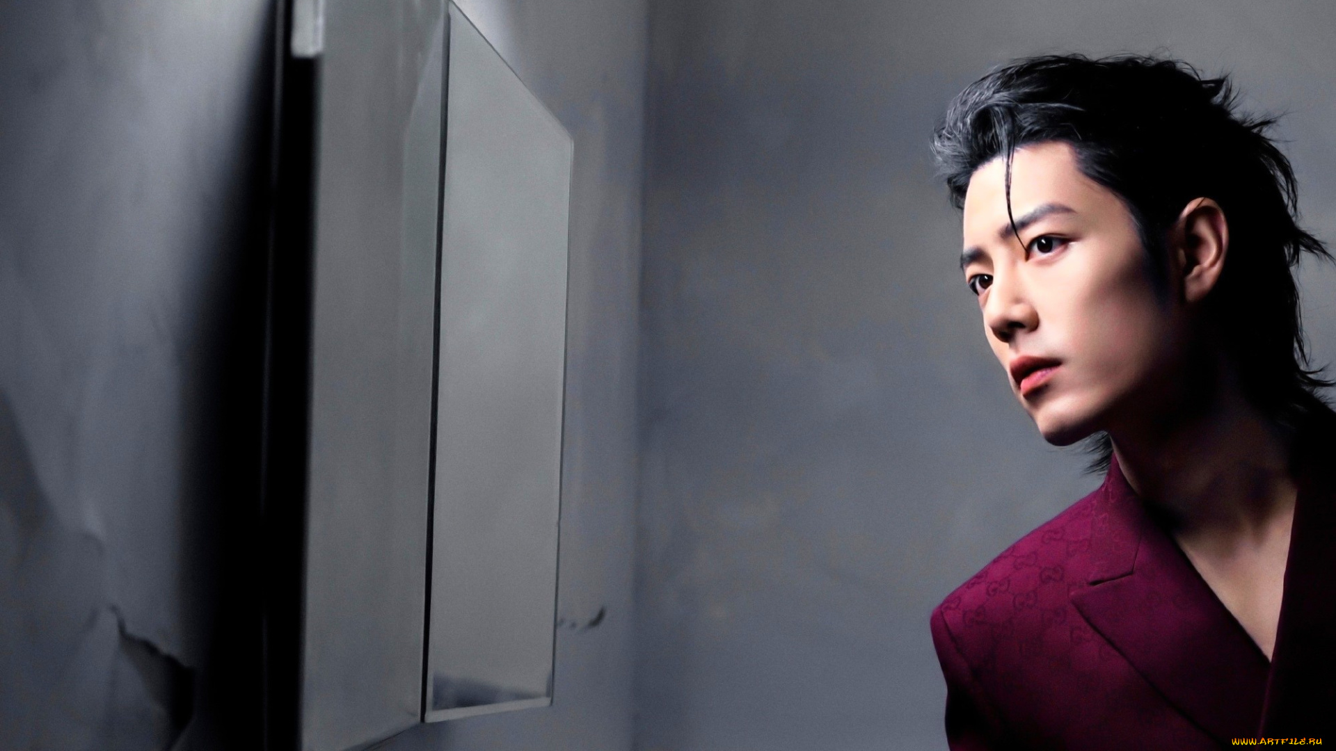 мужчины, xiao, zhan, актер, пиджак, зеркало