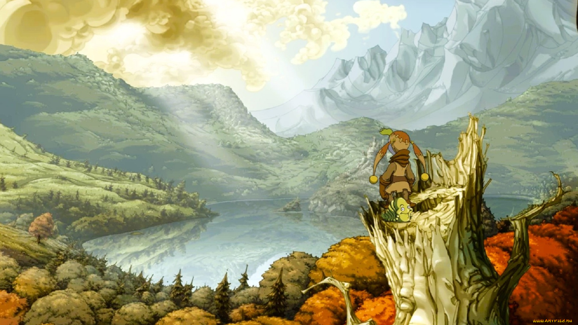 видео, игры, the, whispered, world, существа, горы, лес, осень, озеро